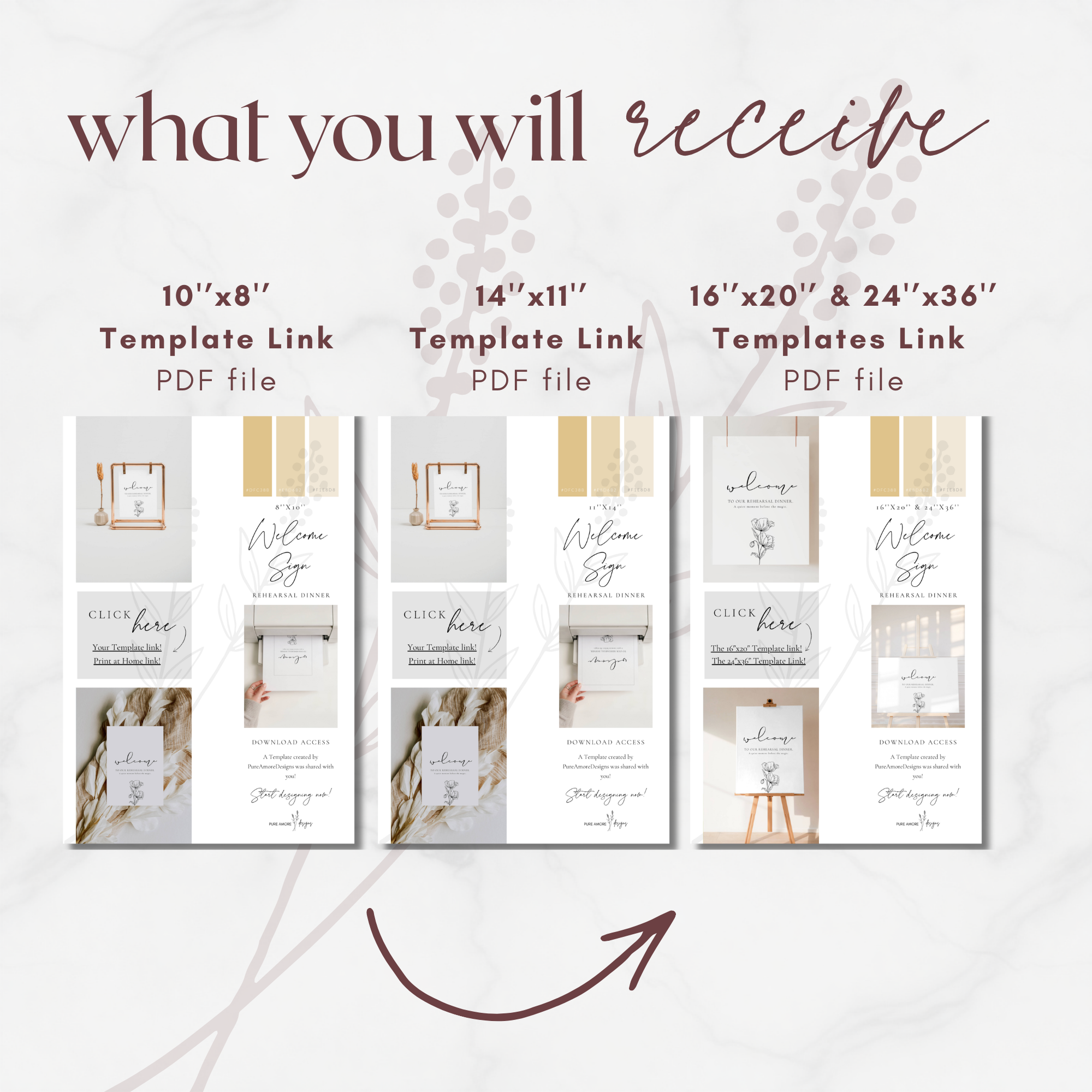 Alba Serenity Wedding Rehearsal Dinner Sign Template
