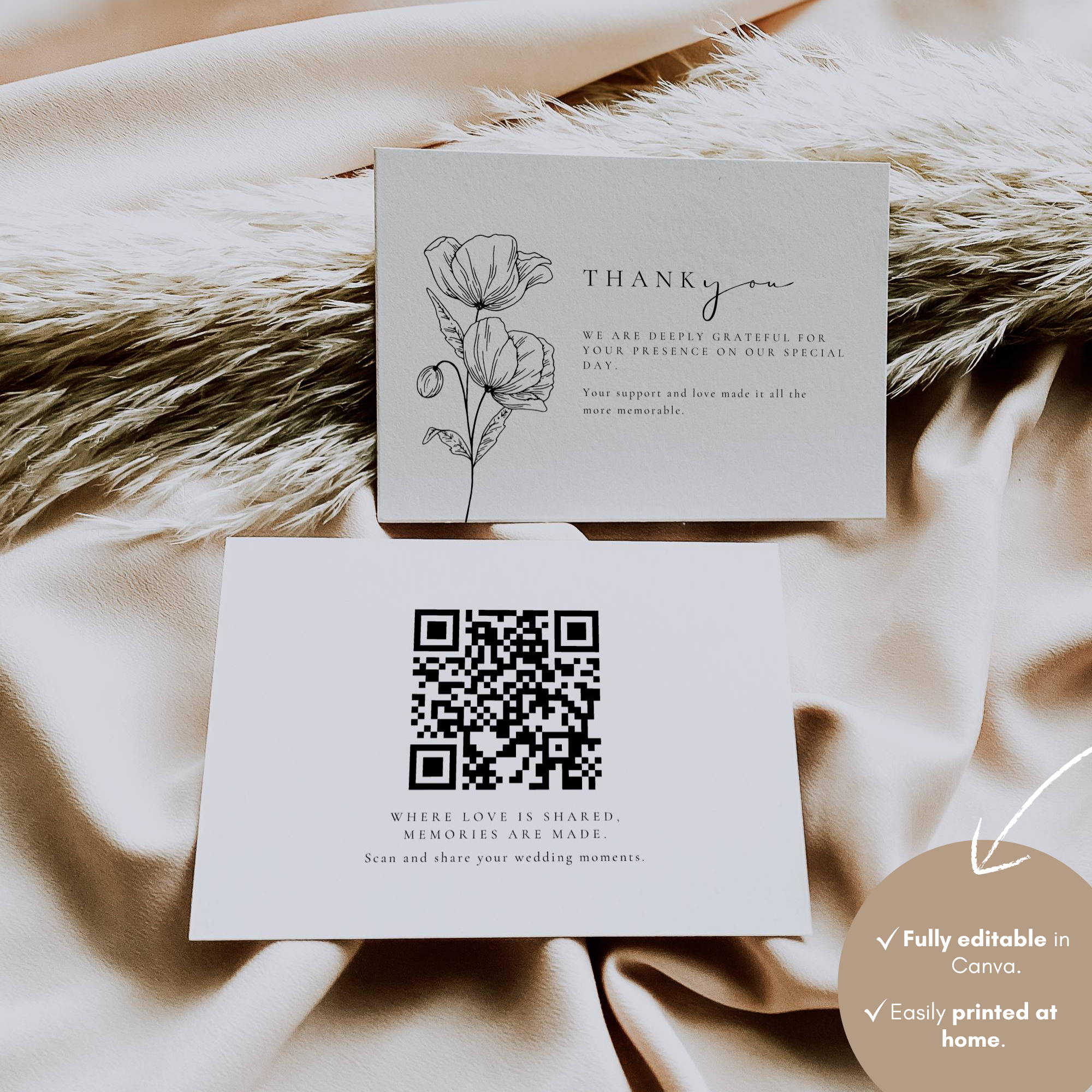 Alba Serenity Thank You Card Template with QR Code