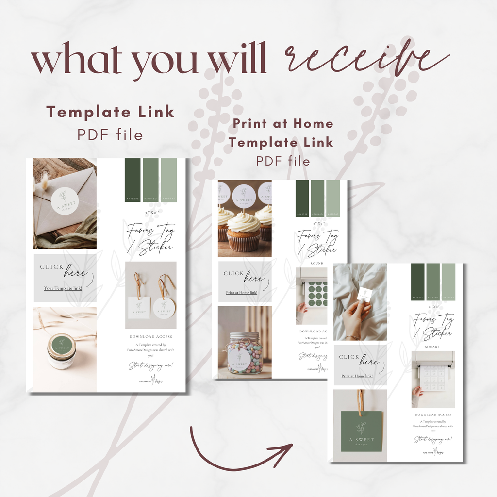 Oliva Essence Wedding Favor Sticker Template