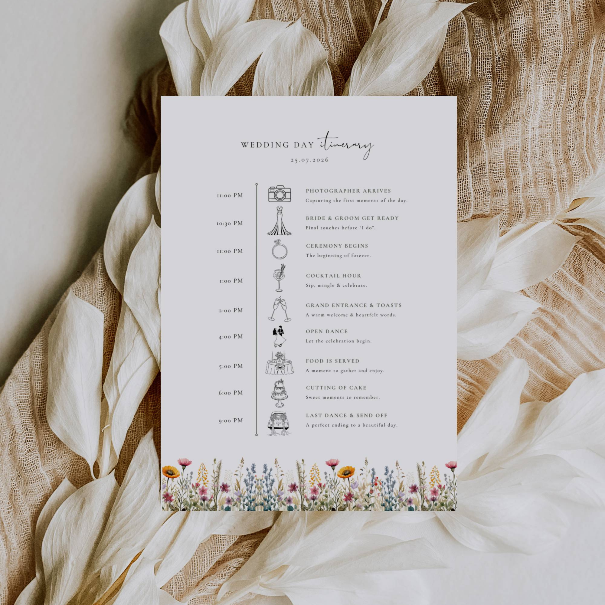Aurora Valea Wedding Day Itinerary Template