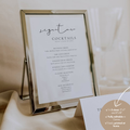 Alba Serenity Wedding Cocktail Menu Sign Template