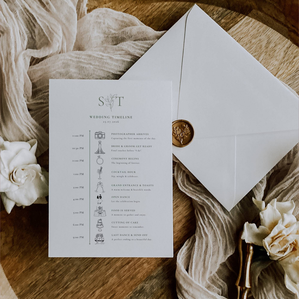 Oliva Essence Wedding Itinerary Template