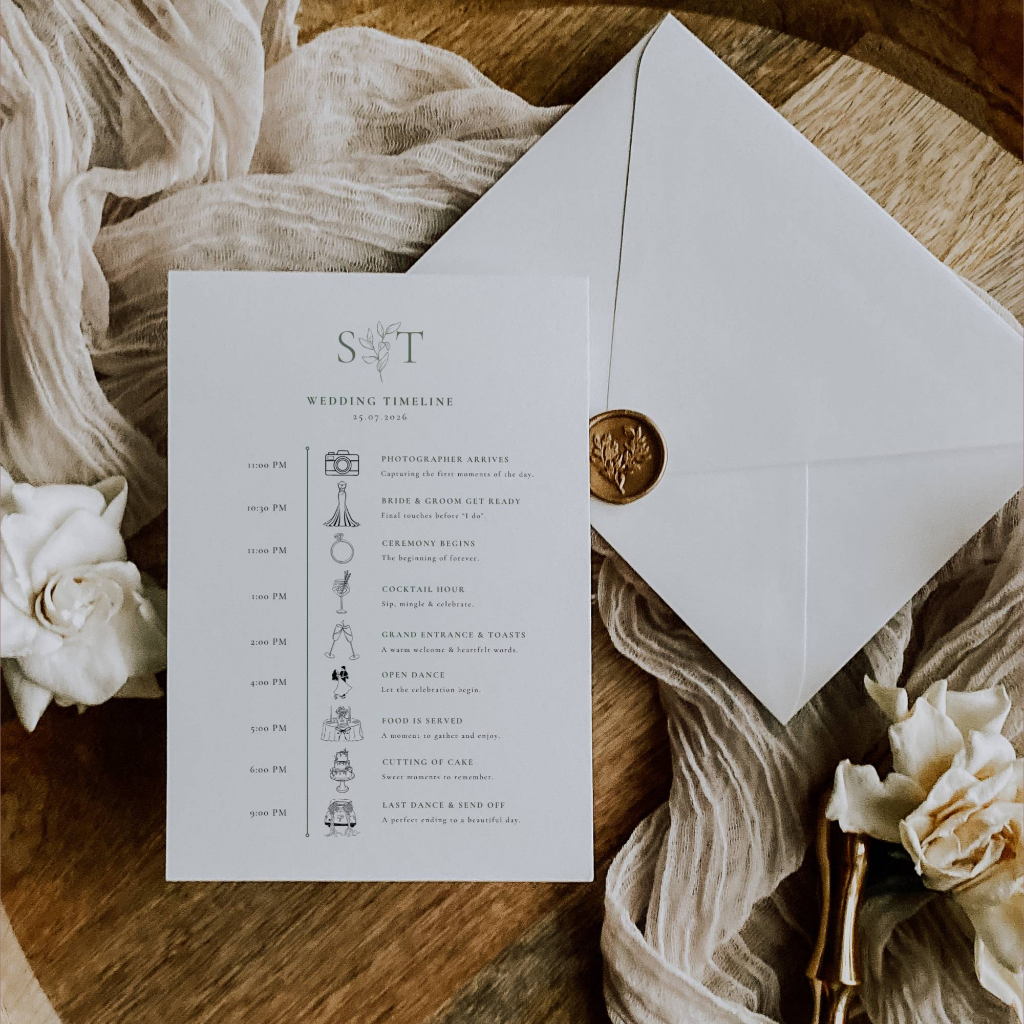 Oliva Essence Wedding Itinerary Template