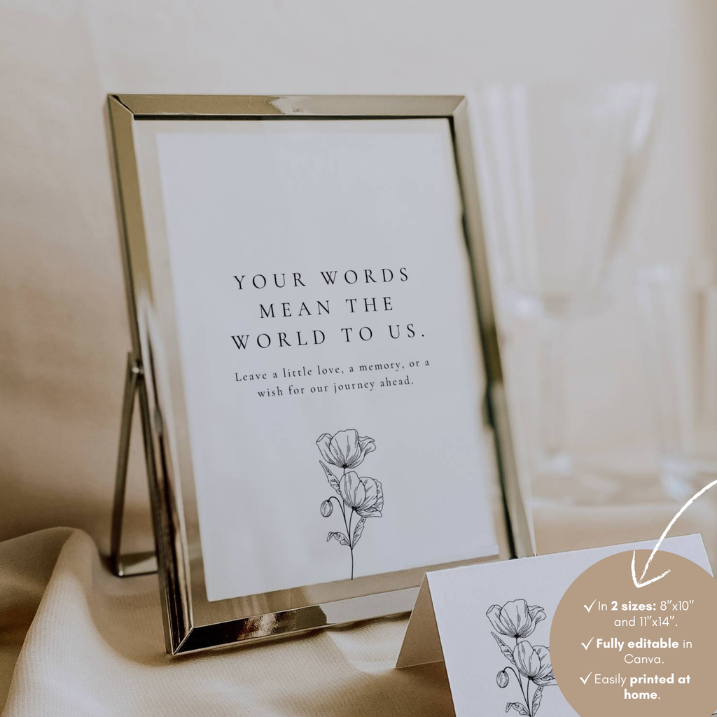 Alba Serenity Guest Book Wedding Sign Template