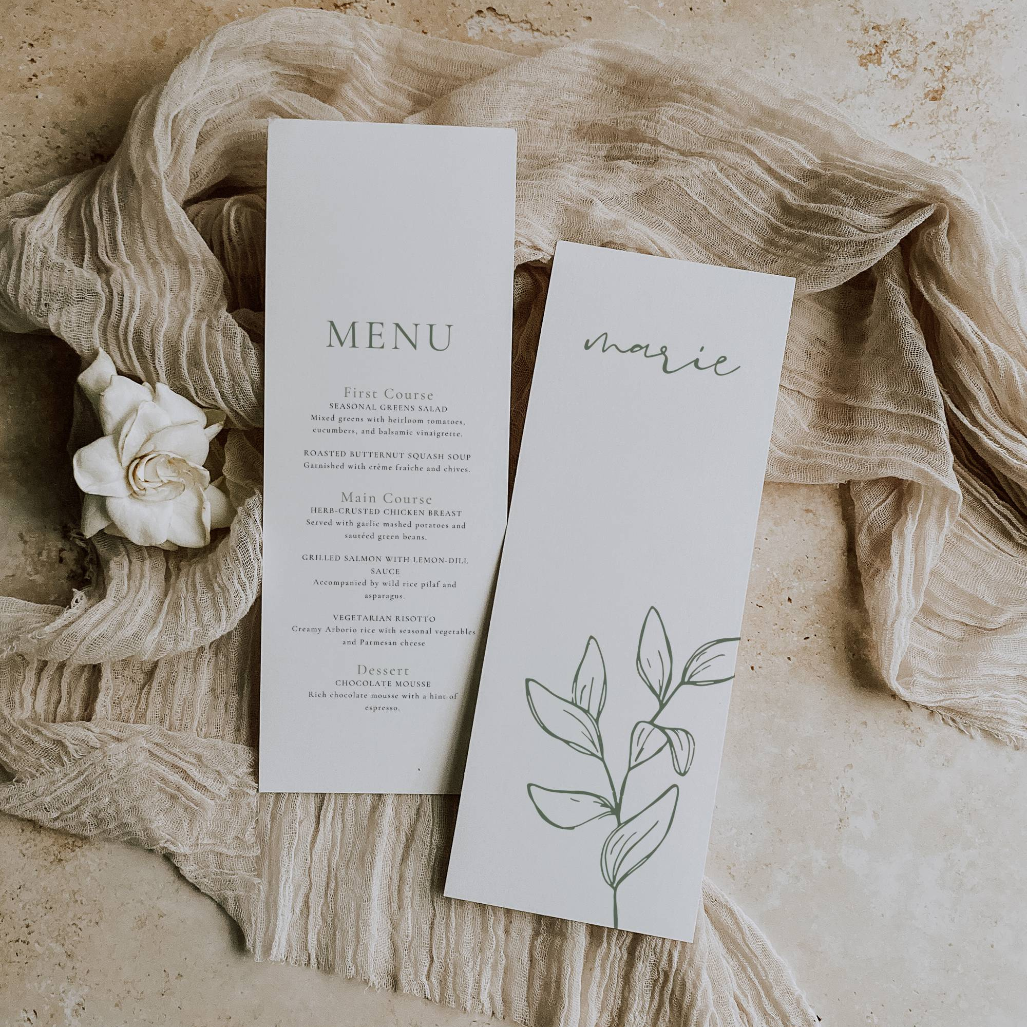Oliva Essence Wedding Menu Template
