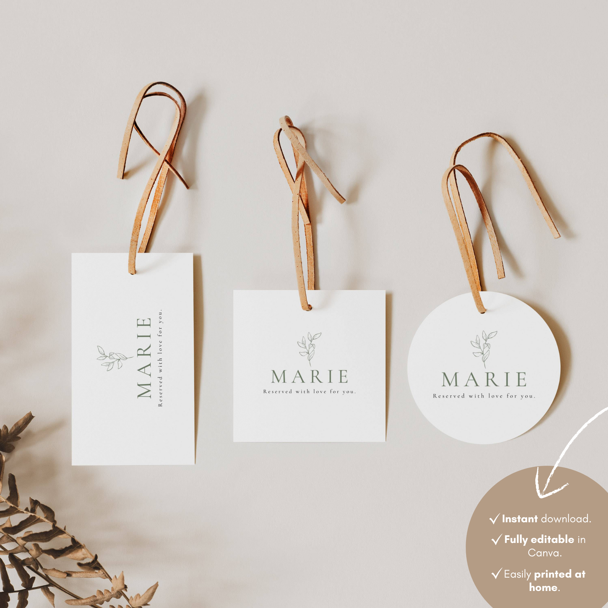 Oliva Essence Wedding Menu Name Tag Template
