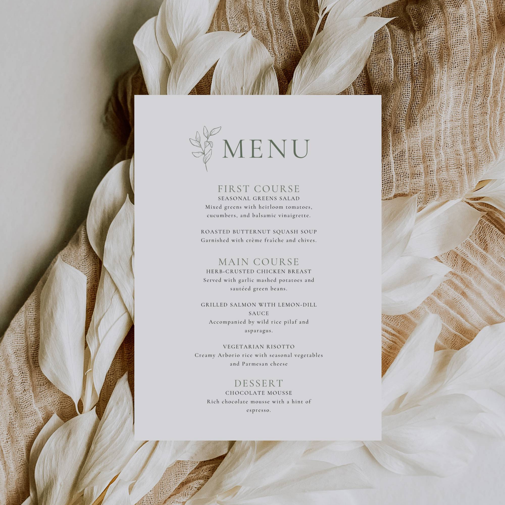 Oliva Essence Wedding Menu Template