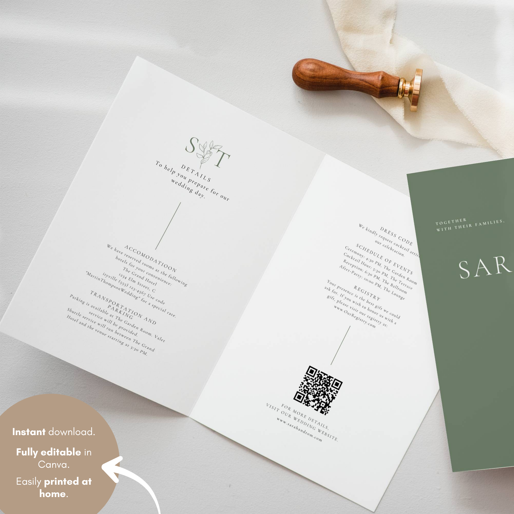 Oliva Essence Details Card Template with QR Code