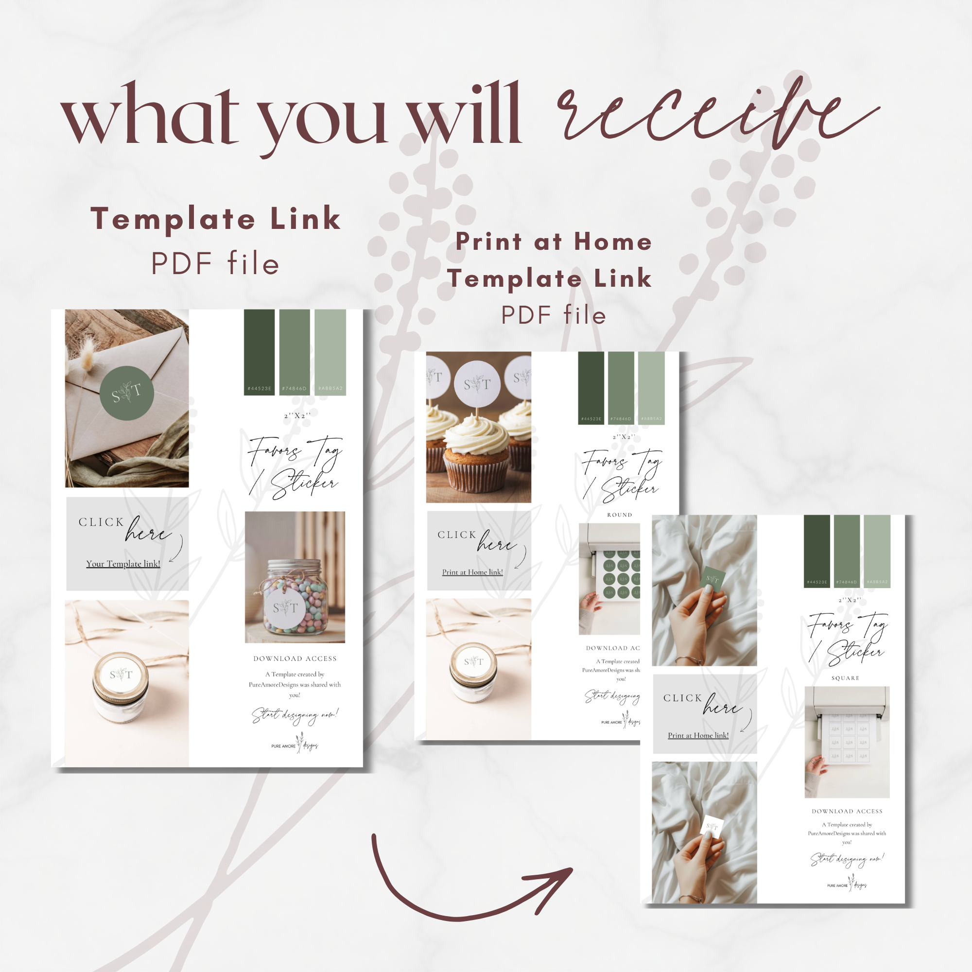 Oliva Essence Wedding Favor Sticker Template