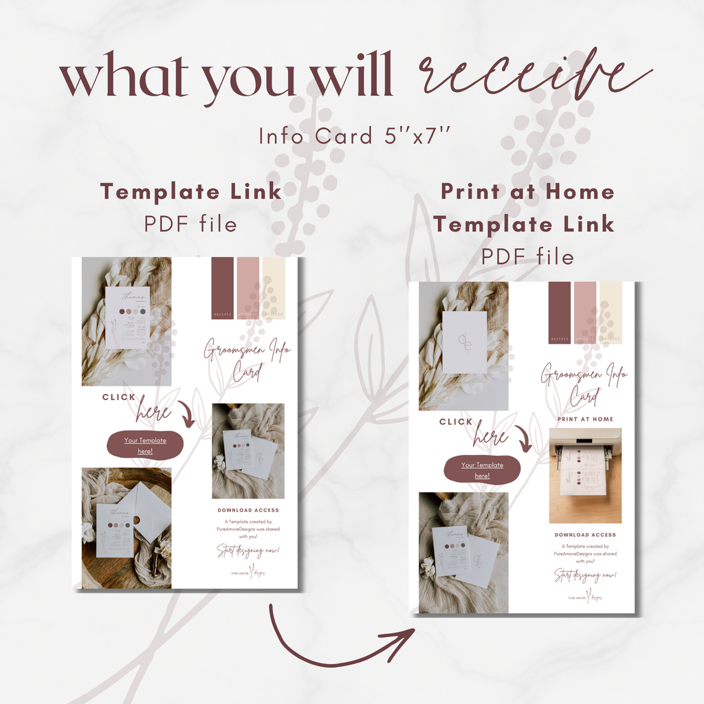 Modern Romantic Groomsmen Info Card Template