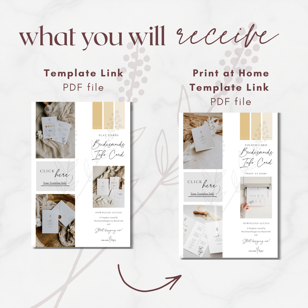 Alba Serenity Bridesmaid Info Card Template Bundle