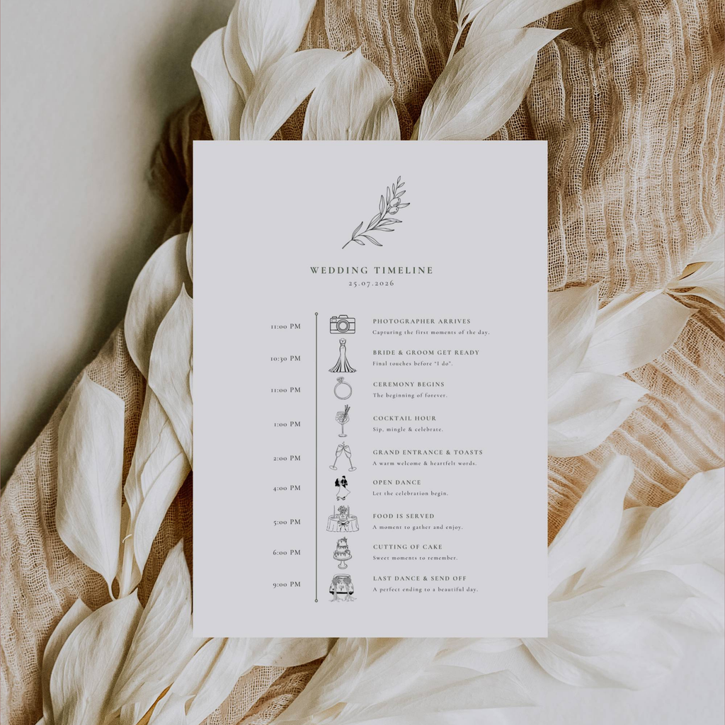 Oliva Essence Wedding Itinerary Template