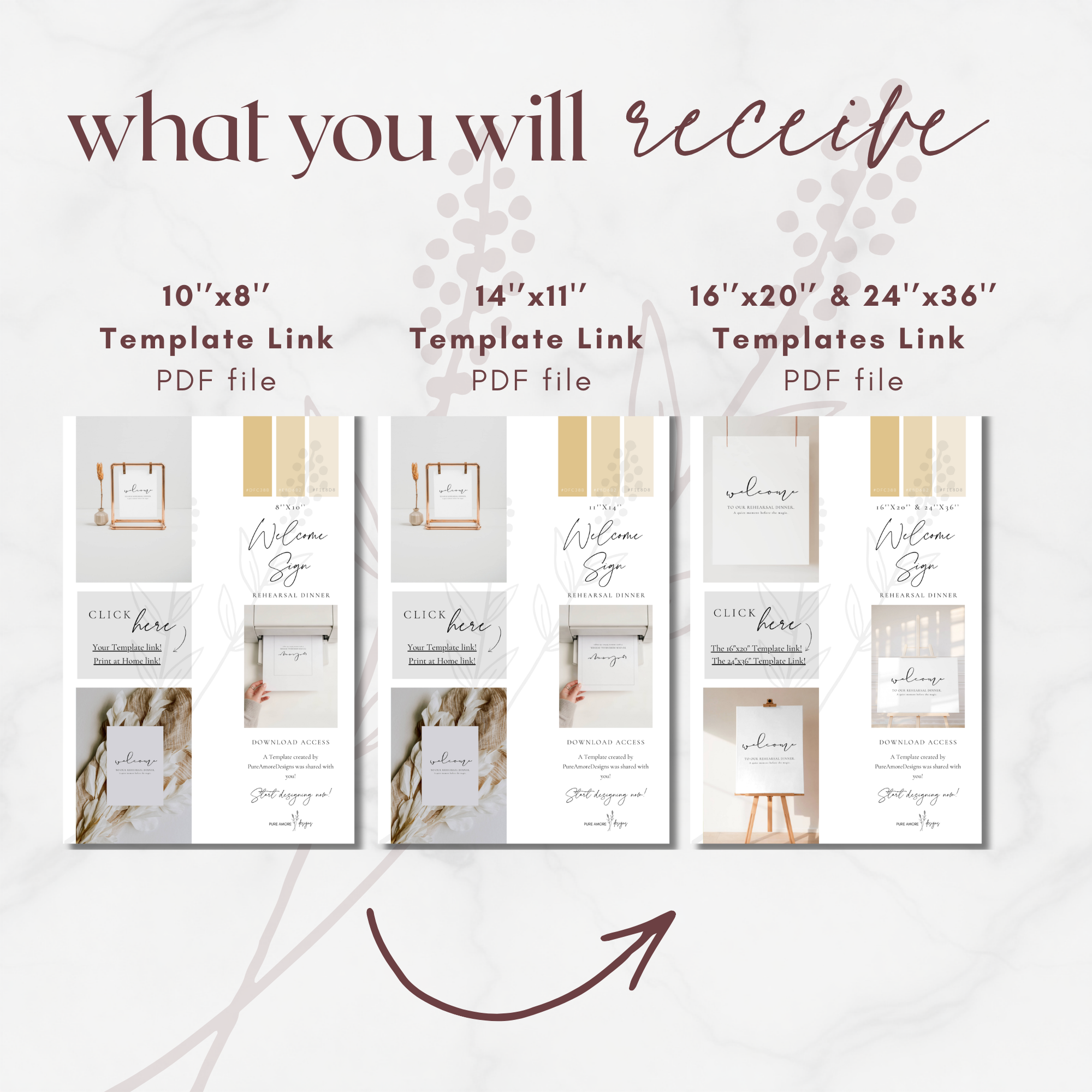 Alba Serenity Wedding Rehearsal Dinner Sign Template