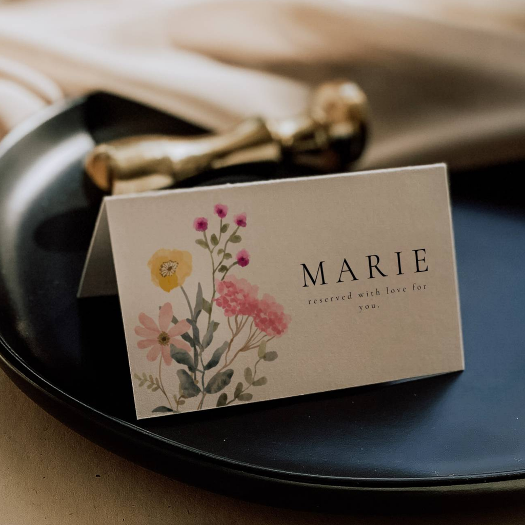 Aurora Vale Wedding Place Cards Template