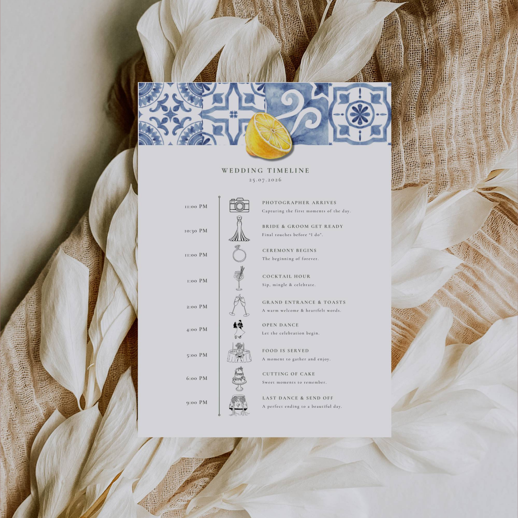 Solea Mare Wedding Day Itinerary Template