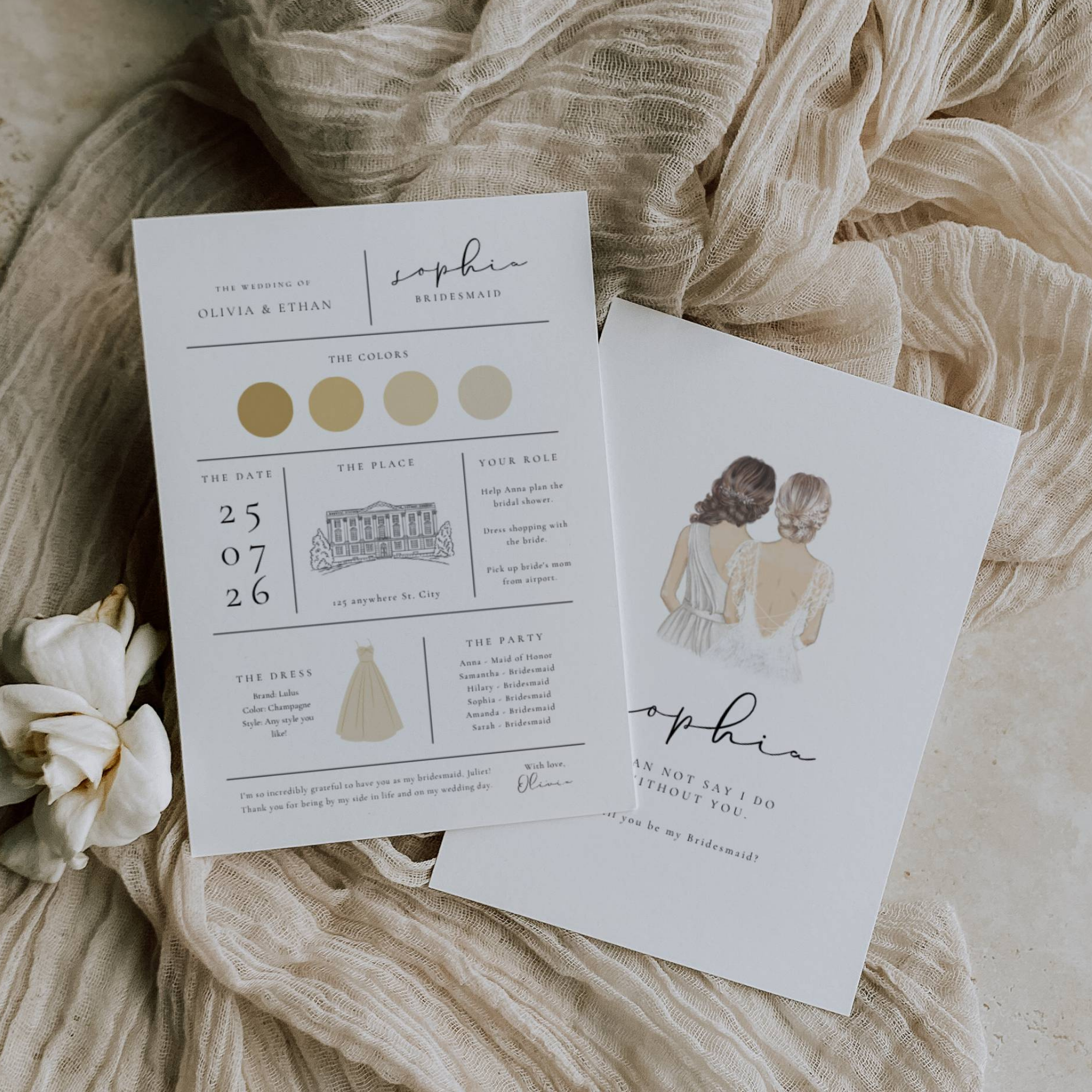Alba Serenity Bridesmaid Info Card Template