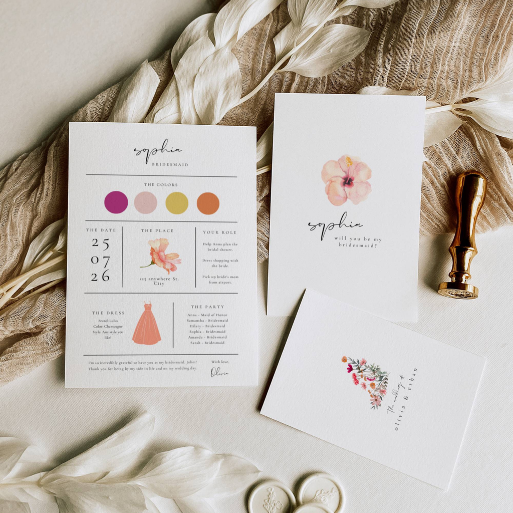 Aurora Valea Bridesmaid Info Card Template