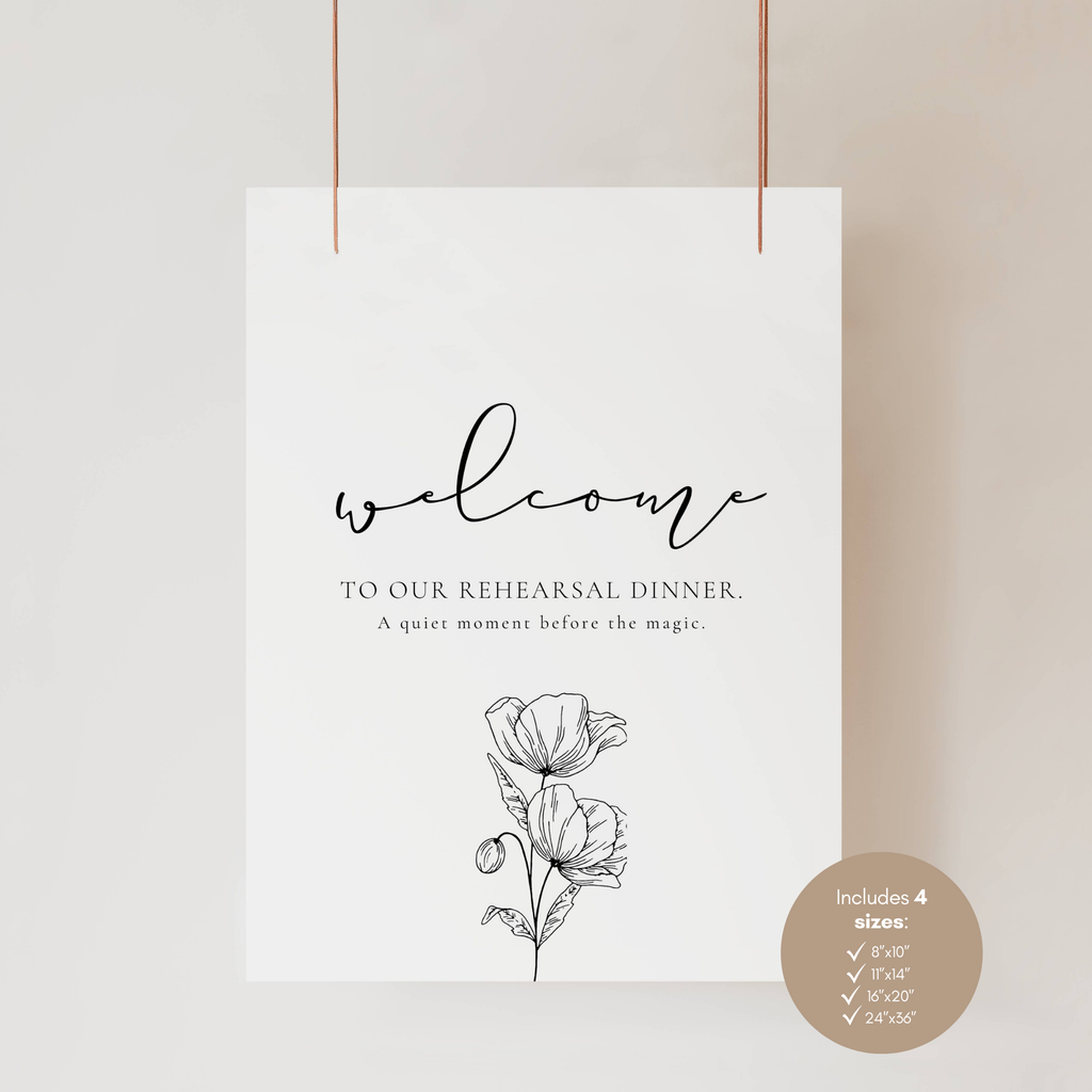 Alba Serenity Wedding Rehearsal Dinner Sign Template