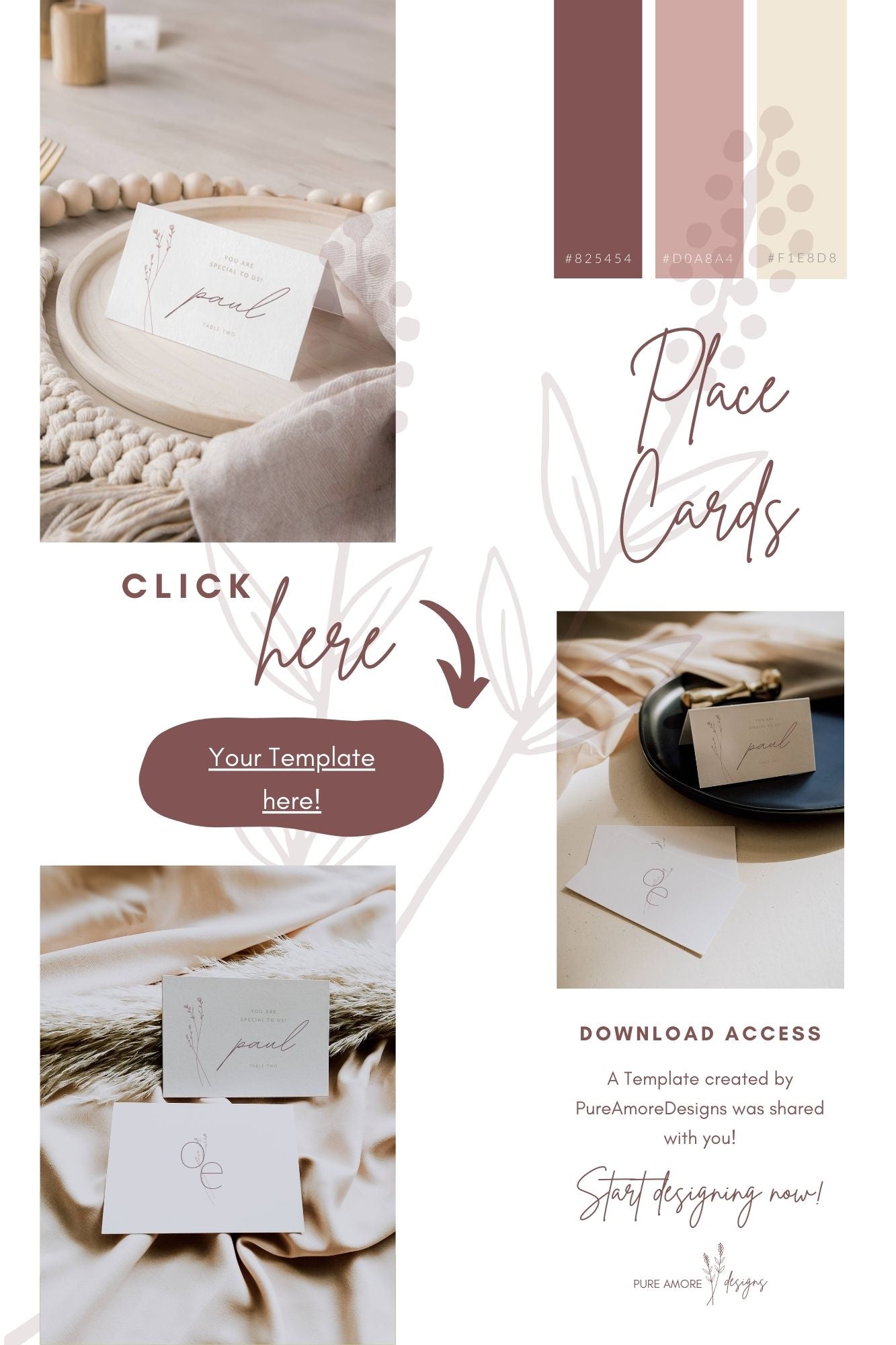 Place Cards Template | Modern Romantic Collection