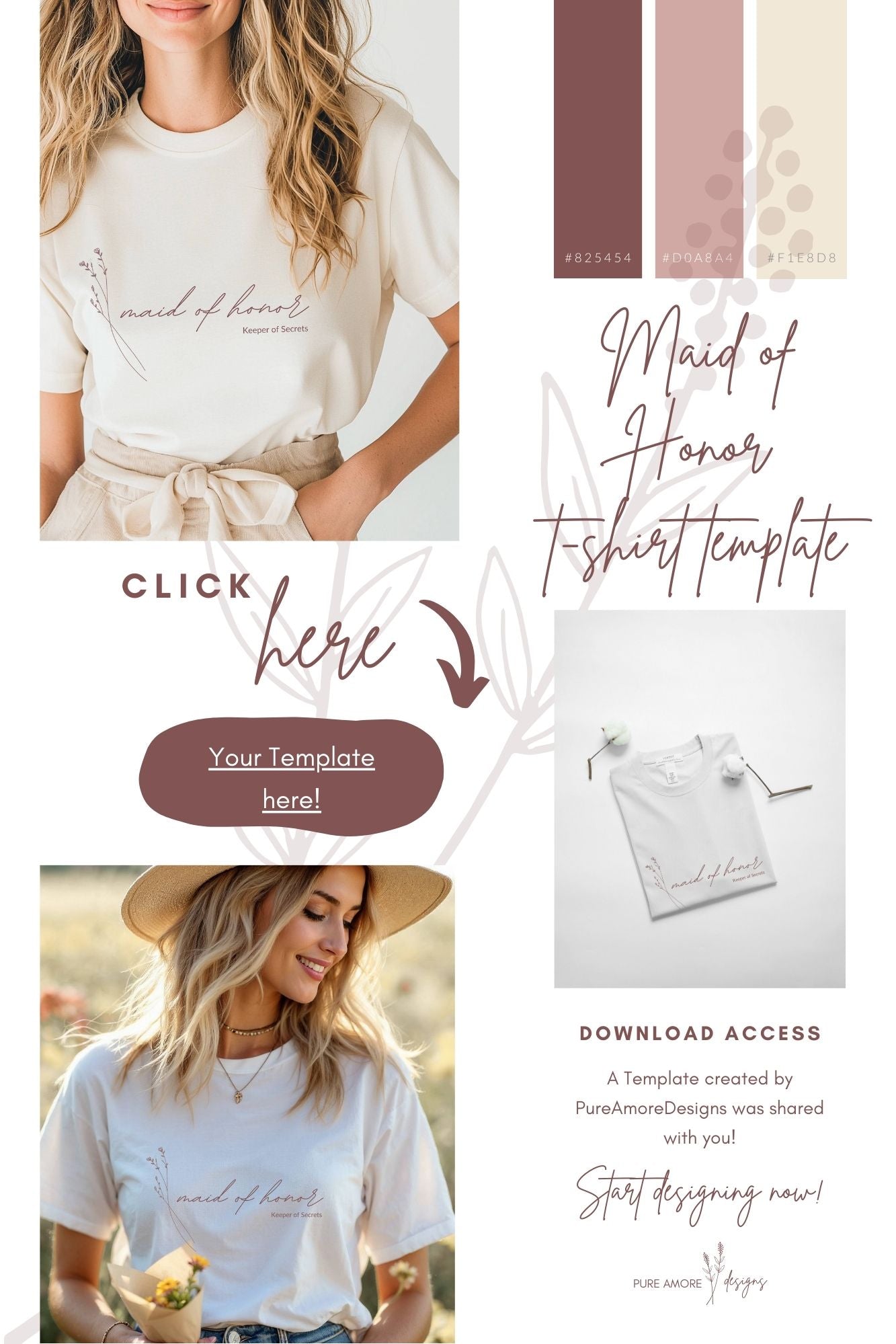 Maid of Honor T-shirt Template | Modern Romantic Collection