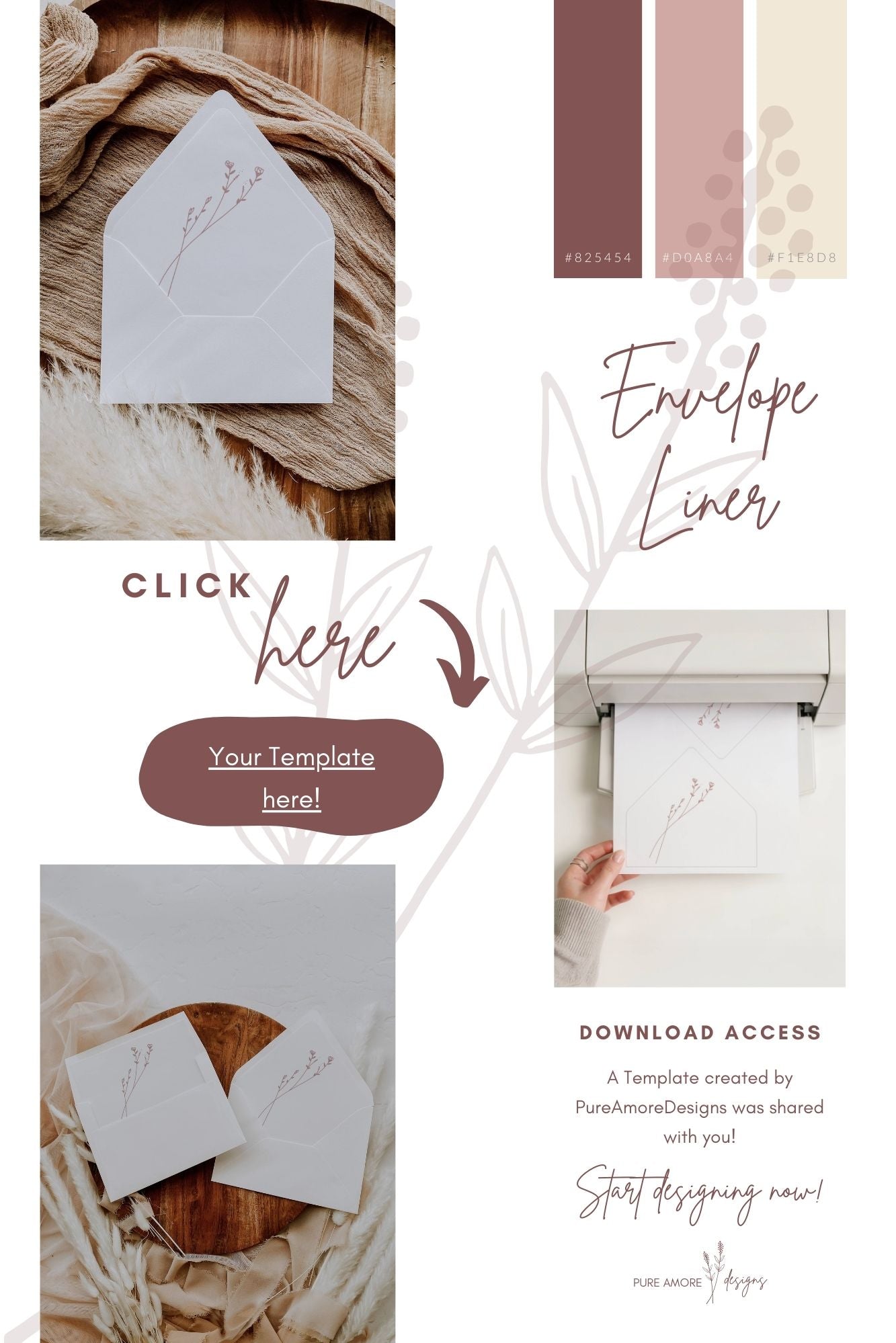 Envelope Liner Template | Modern Romantic Collection