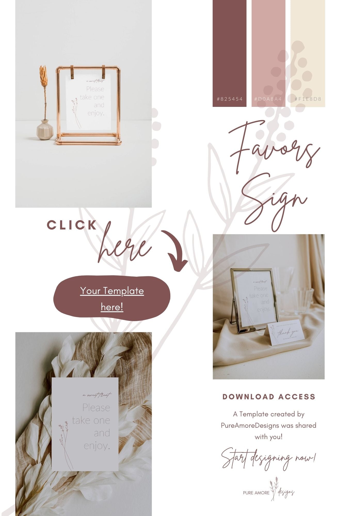 Favors Sign Template 8''x10'' | Modern Romantic Collection