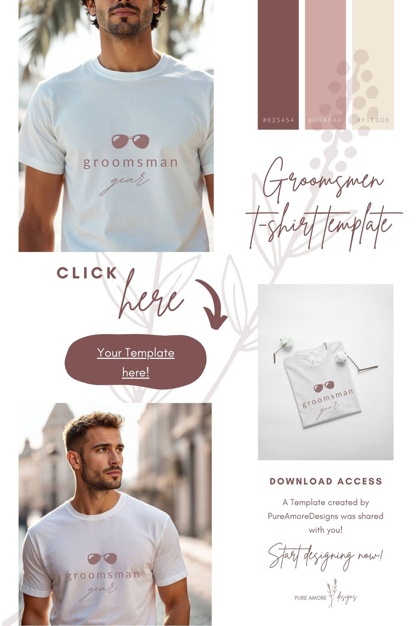Groomsmen T-shirt Template | Modern Romantic Collection