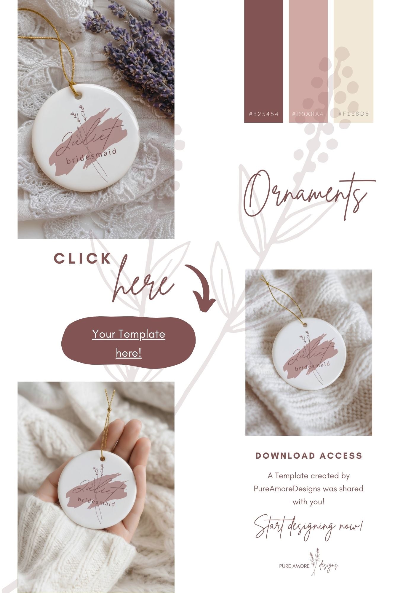 Ornament Template "Bridesmaid_Brush" | The Modern Romantic Collection