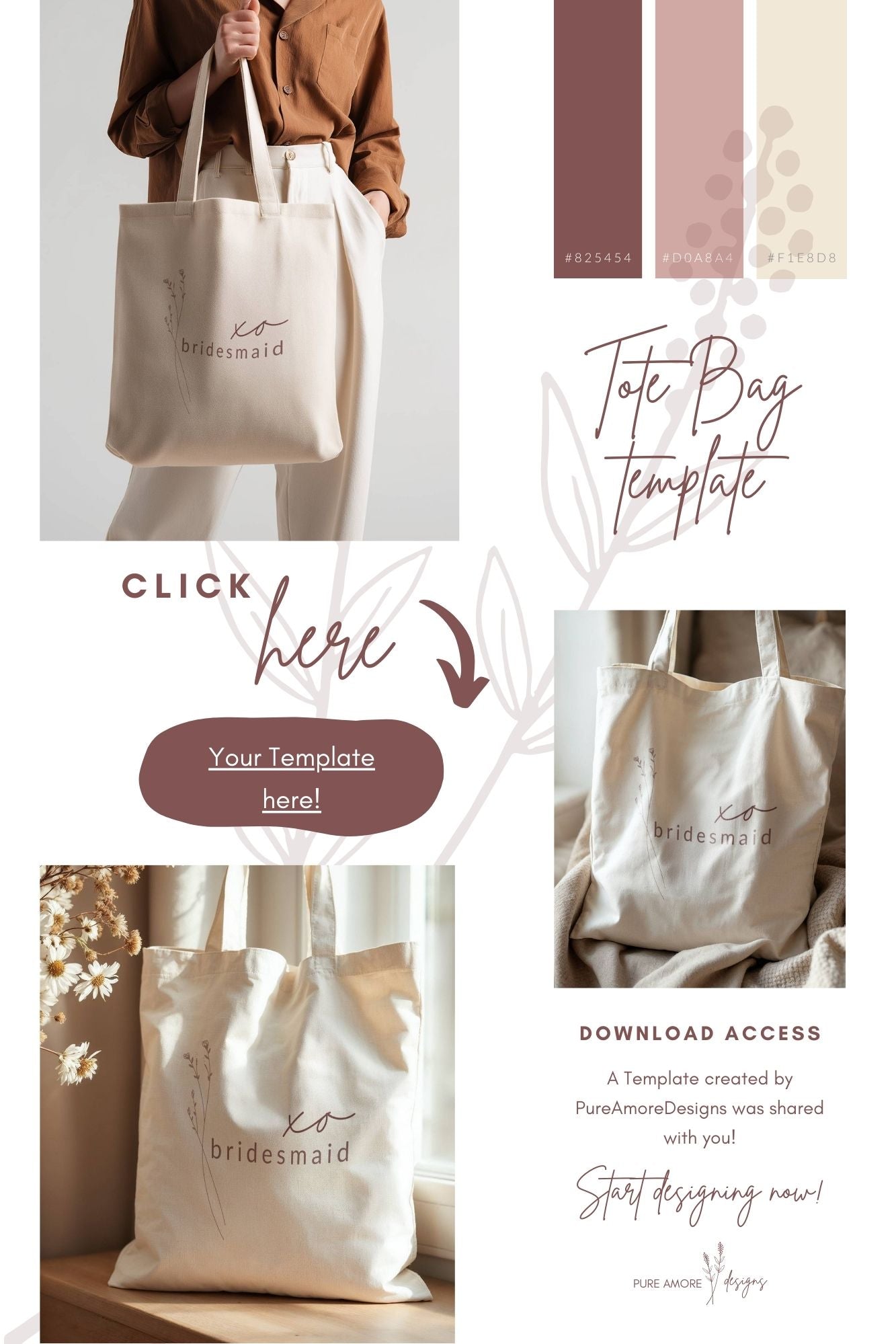 Tote Bag Template "Bridesmaids" | Modern Romantic Collection