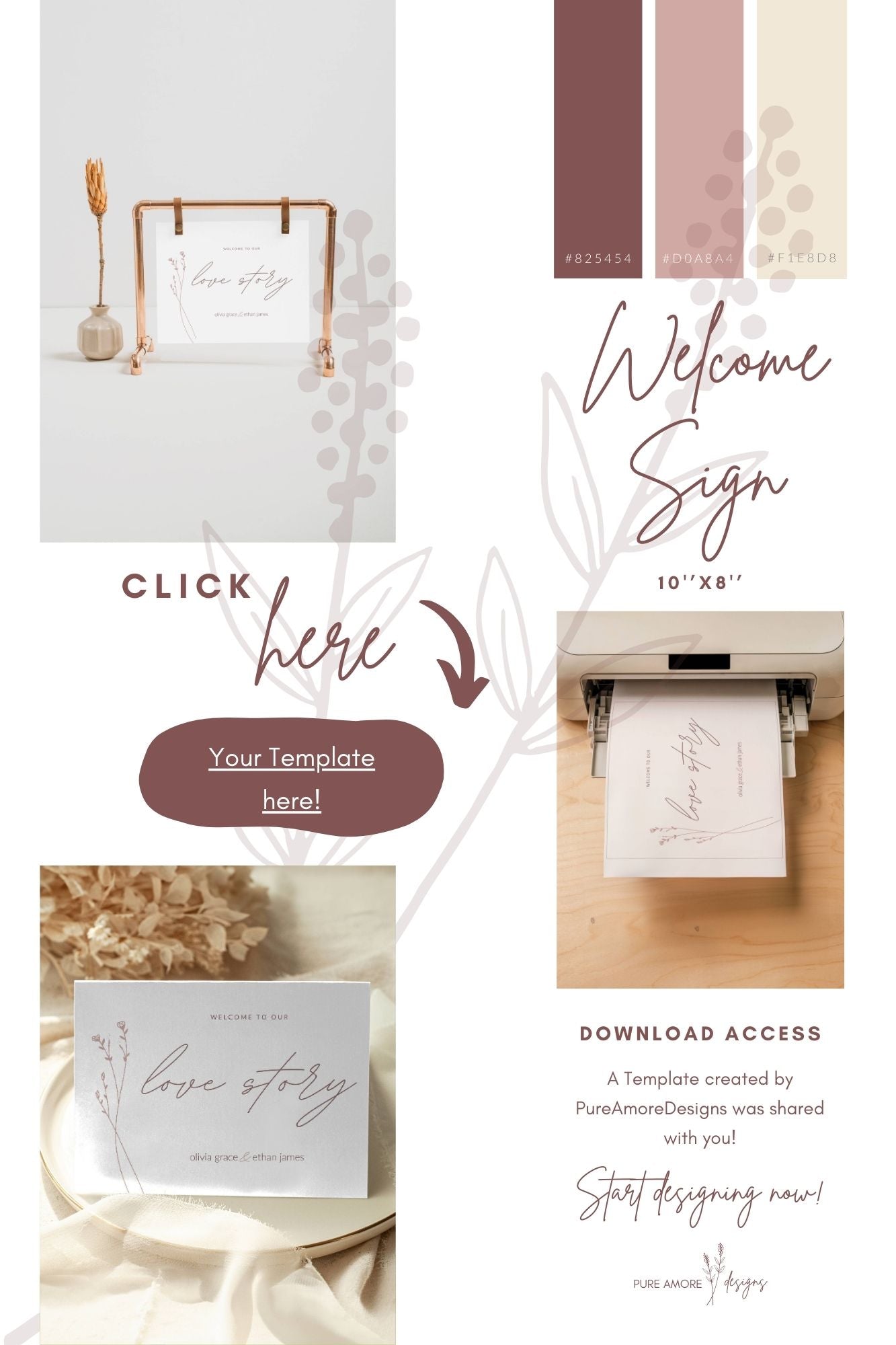 Welcome Sign Template 10''x8'' | Modern Romantic Collection