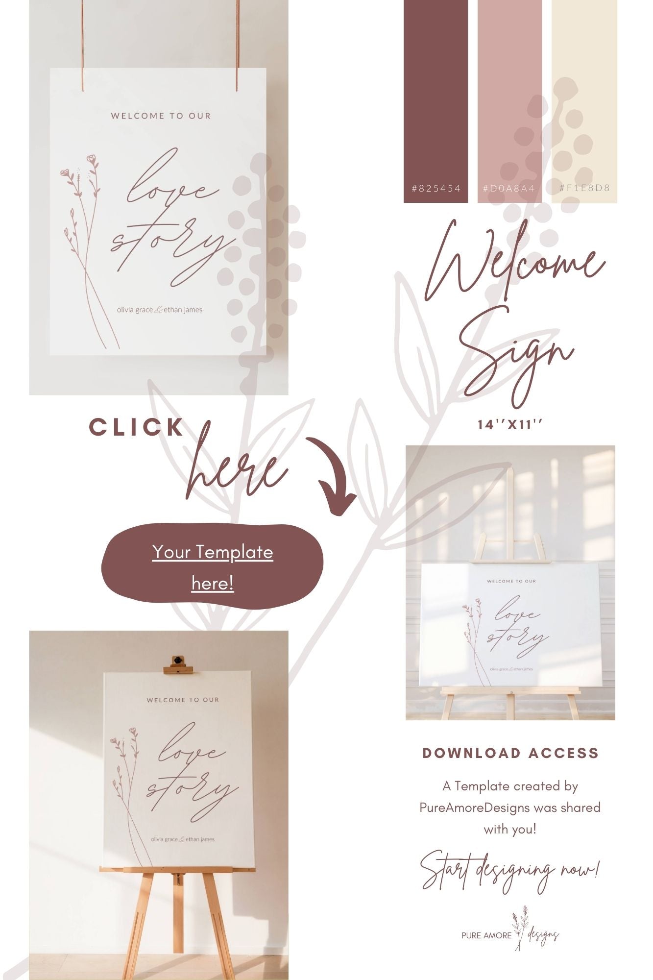 Welcome Sign Template 11''x14'' | Modern Romantic Collection