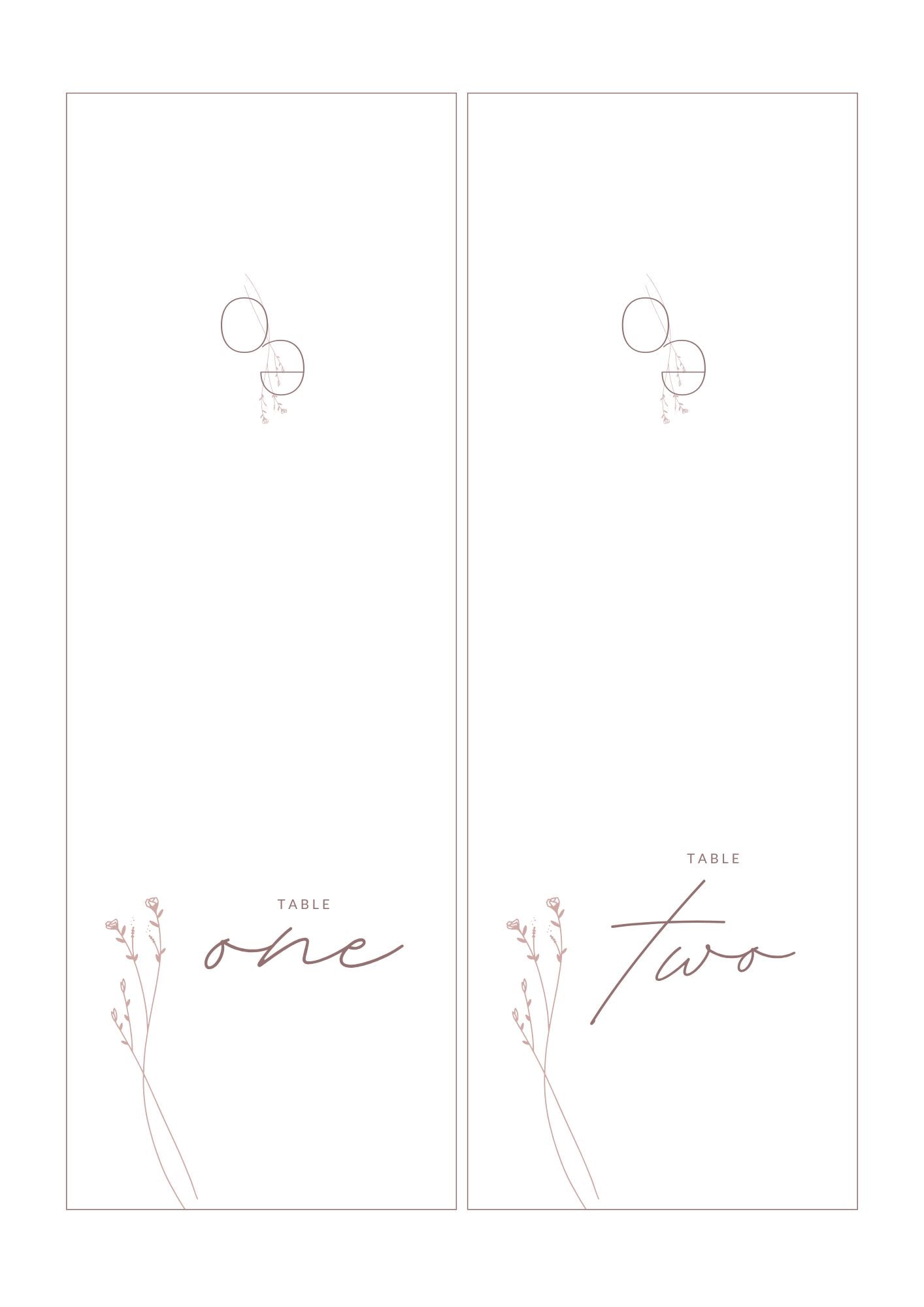 Folded Table Numbers Template | Modern Romantic Collection