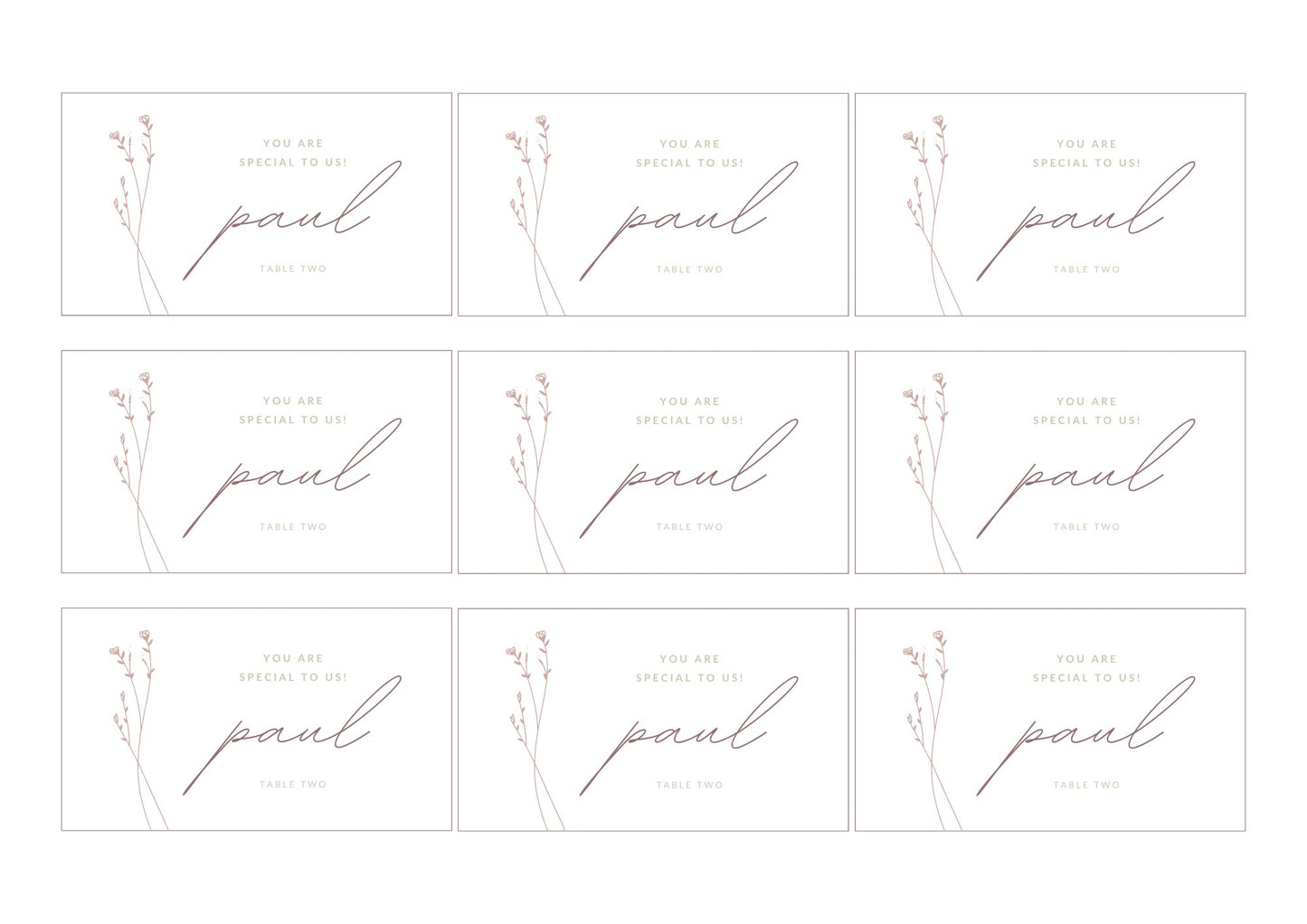 Place Cards Template | Modern Romantic Collection