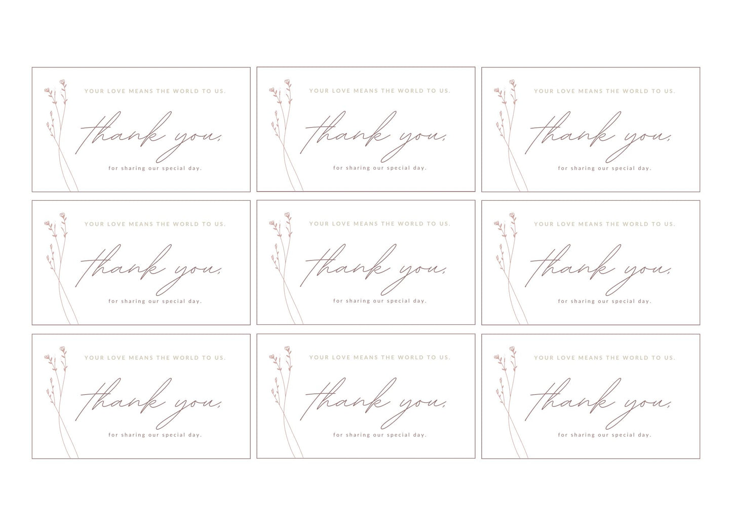 Thank you Card Template 3.5''x2'' | Modern Romantic Collection