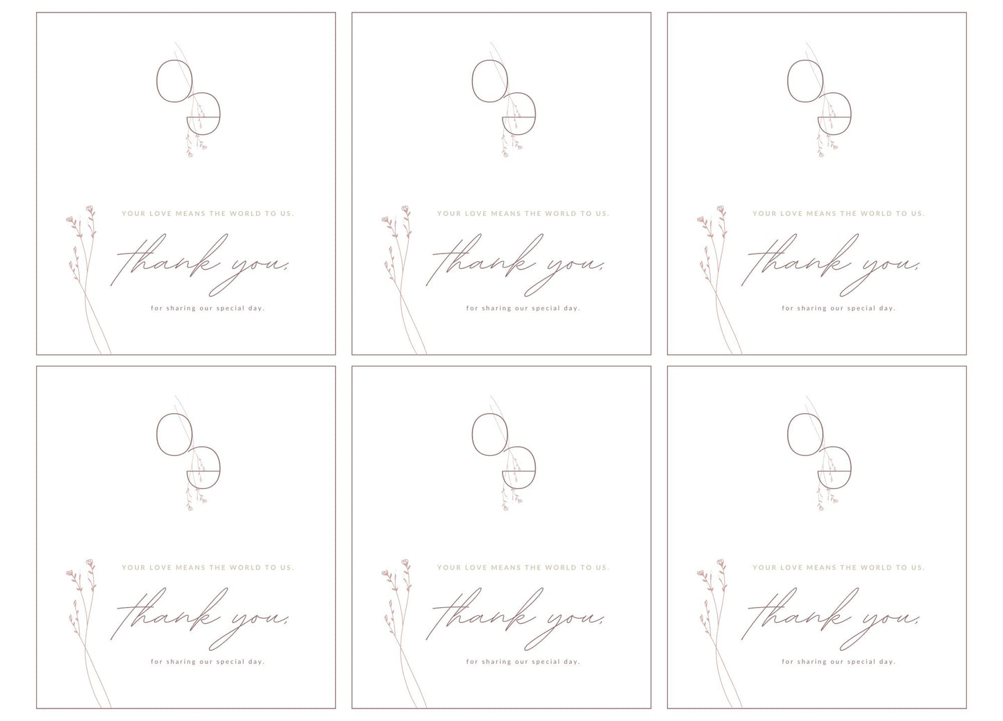 Folded Thank you Card Template 3.5''x4'' | Modern Romantic Collection