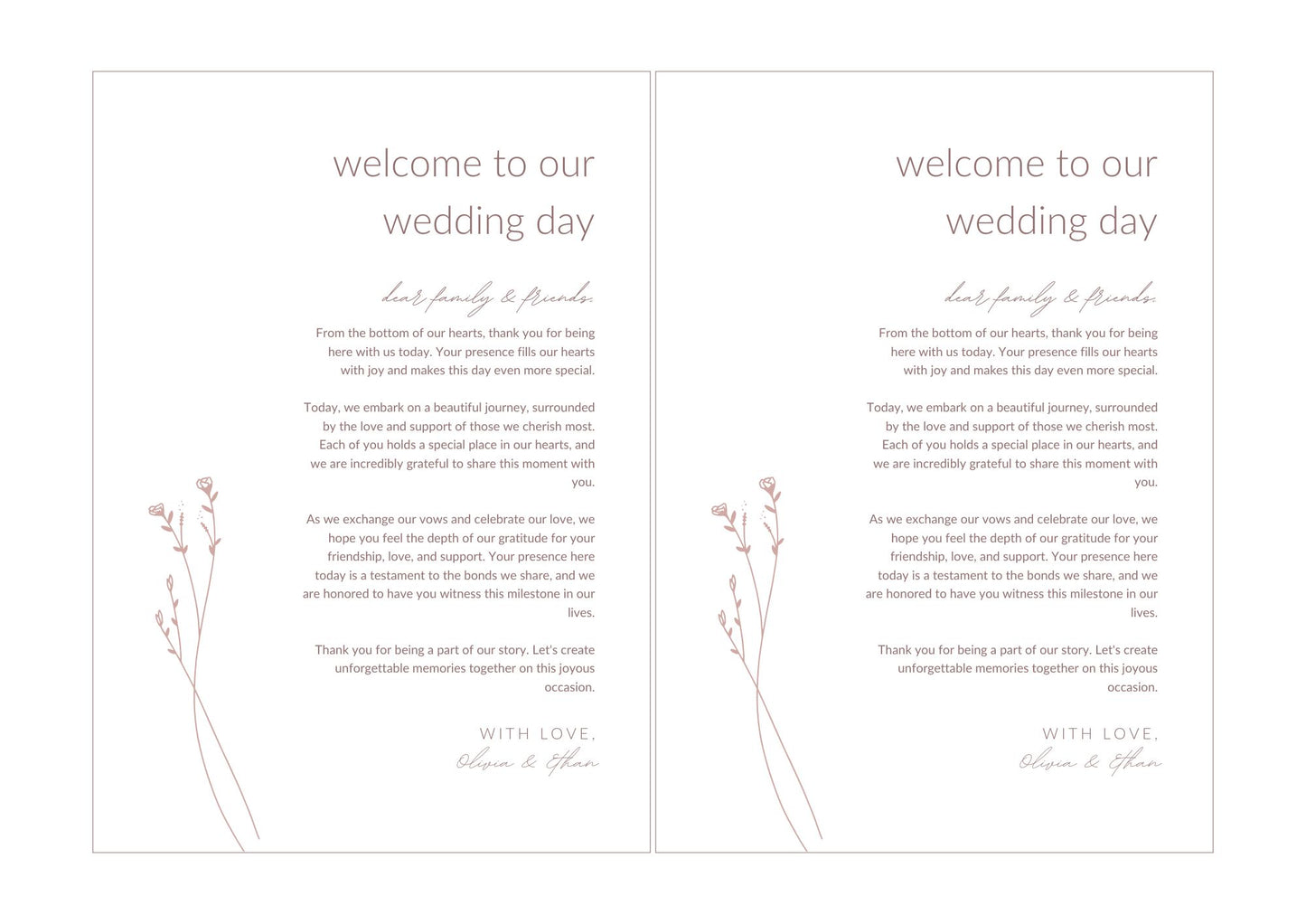 Welcome Card Template & Details Card Template | Modern Romantic Collection