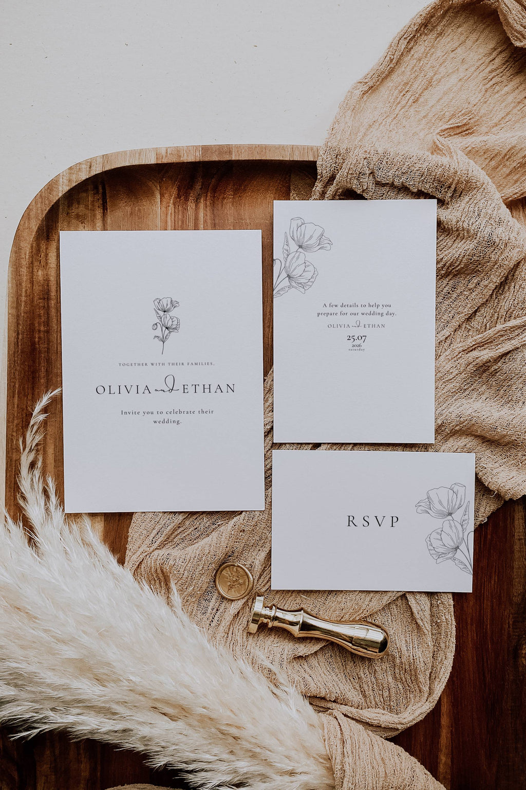 Alba Serenity Wedding Invitation Suite Templates Bundle