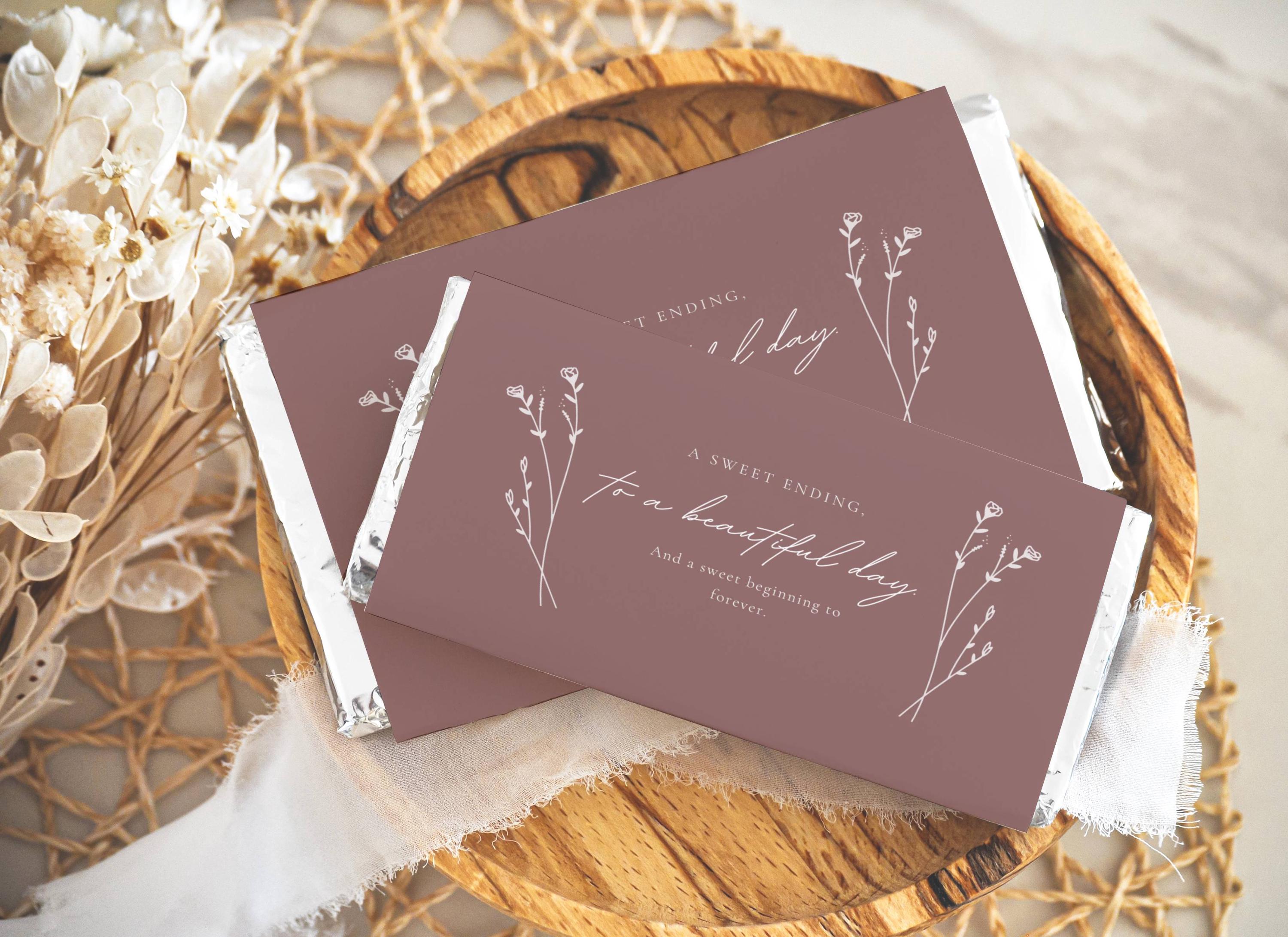 Modern Romantic Chocolate Bar Wrapper Template