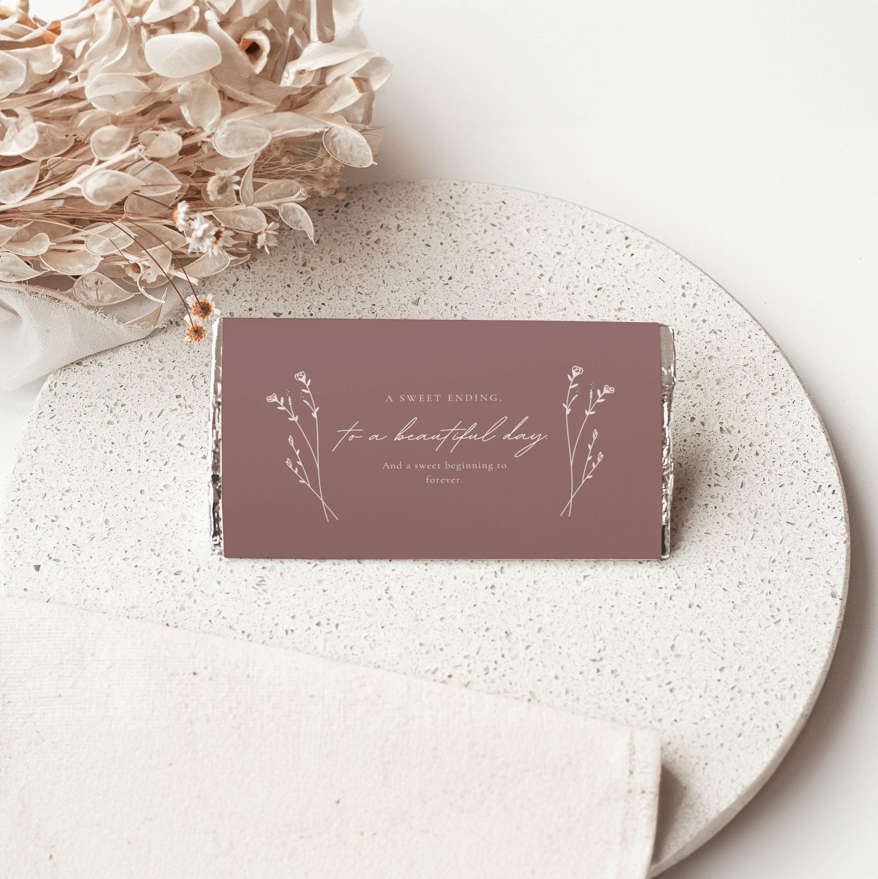 Modern Romantic Chocolate Bar Wrapper Template