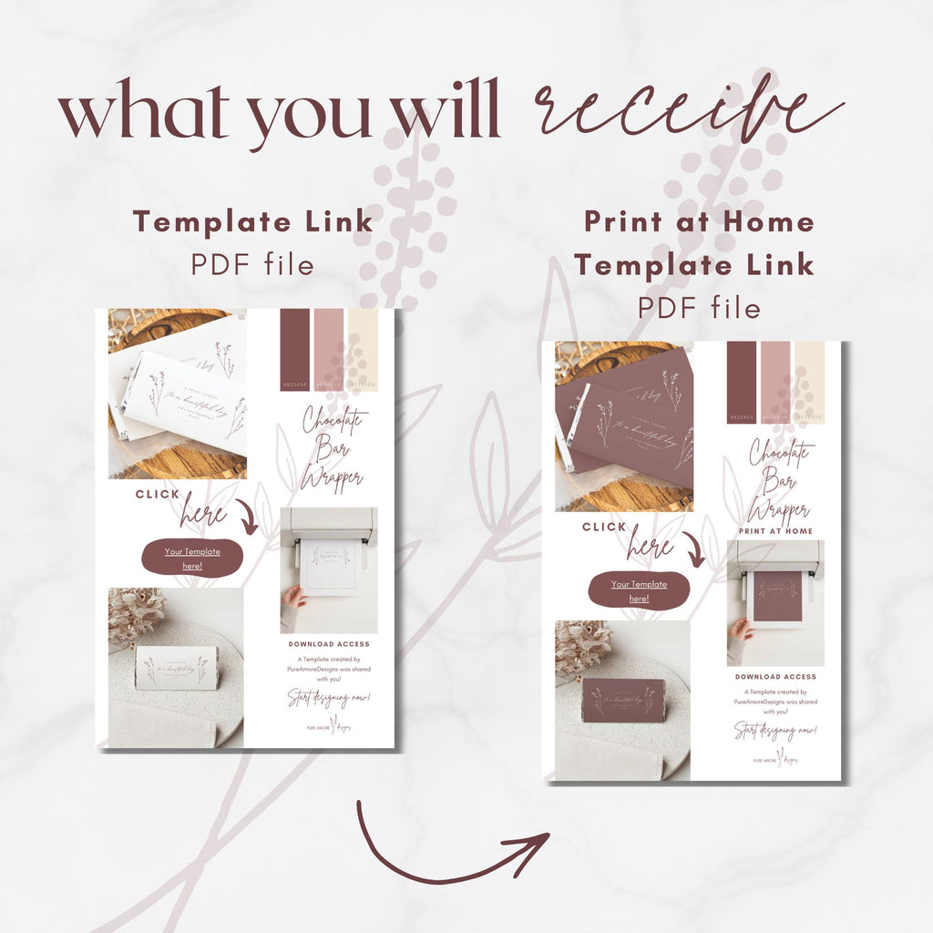 Modern Romantic Chocolate Bar Wrapper Template