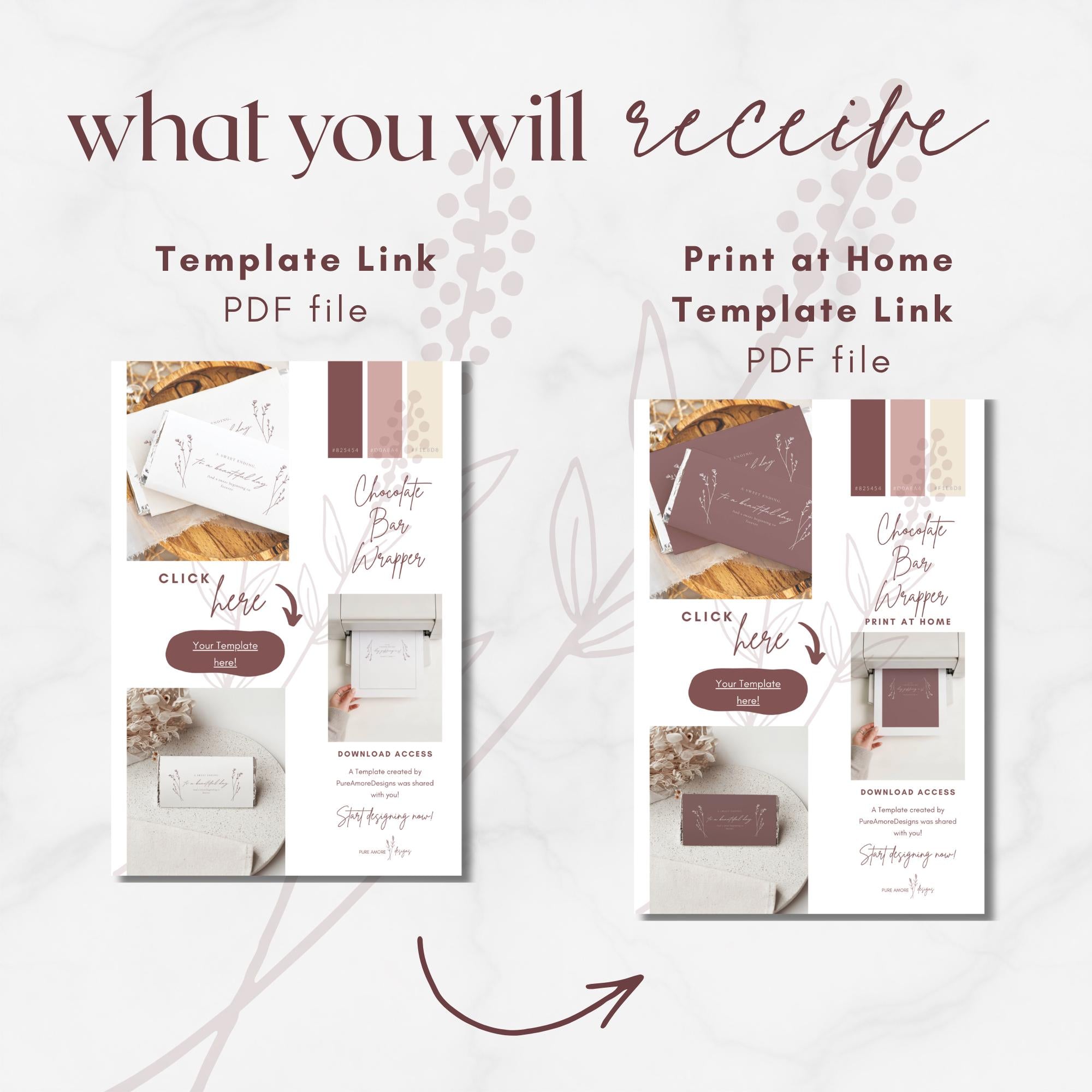 Modern Romantic Chocolate Bar Wrapper Template