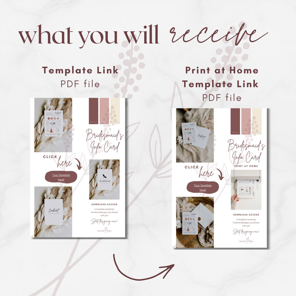 Modern Romantic Bridesmaid Info Card Template