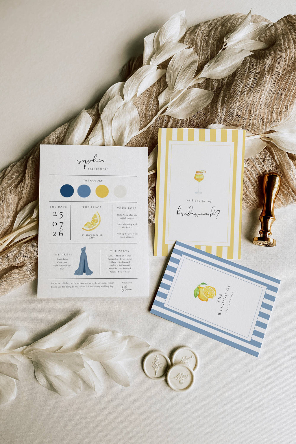 Solea Mare Bridesmaid Info Card Template