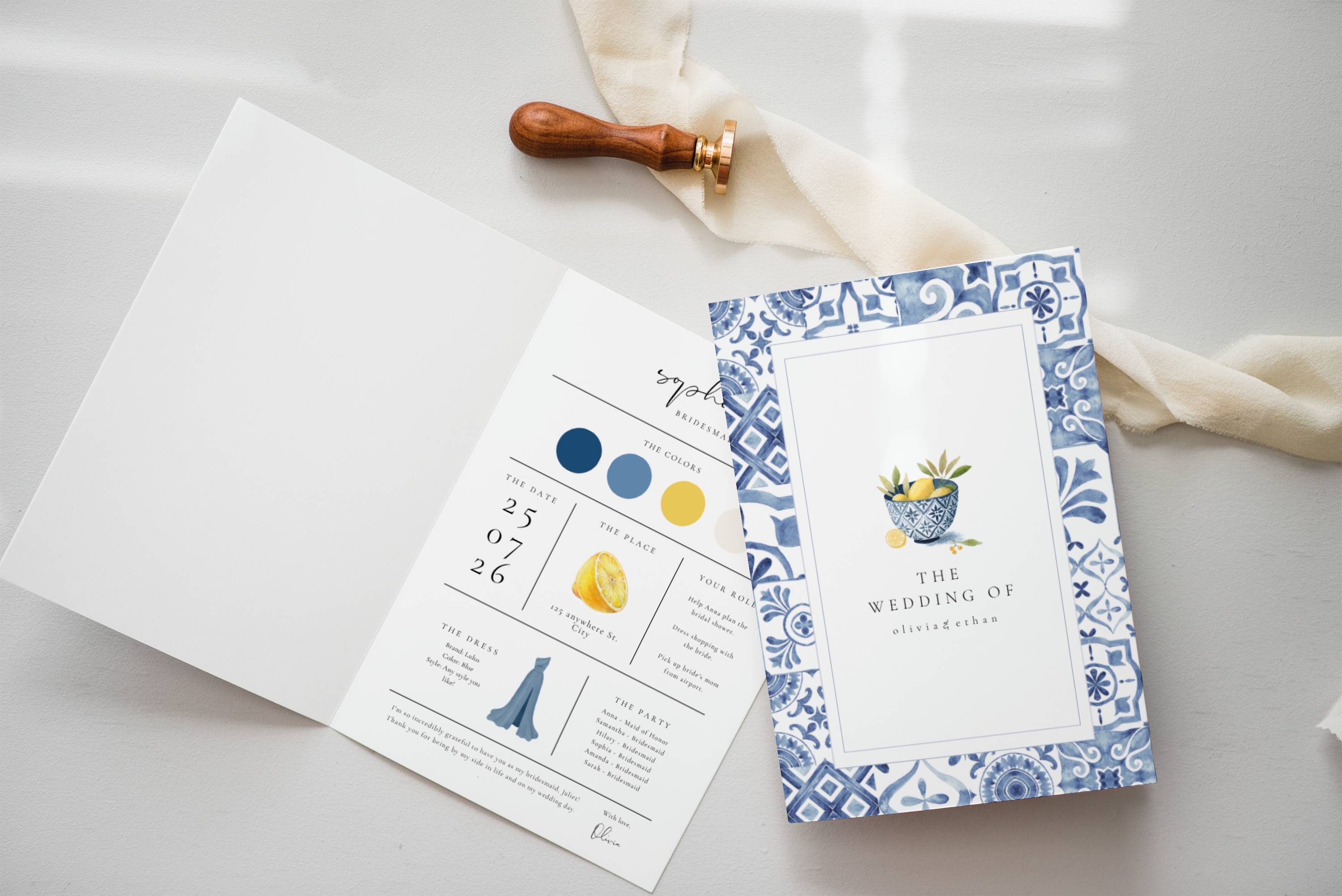 Solea Mare Bridesmaid Info Card Template
