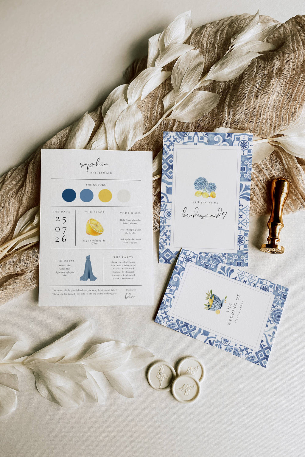 Solea Mare Bridesmaid Info Card Template