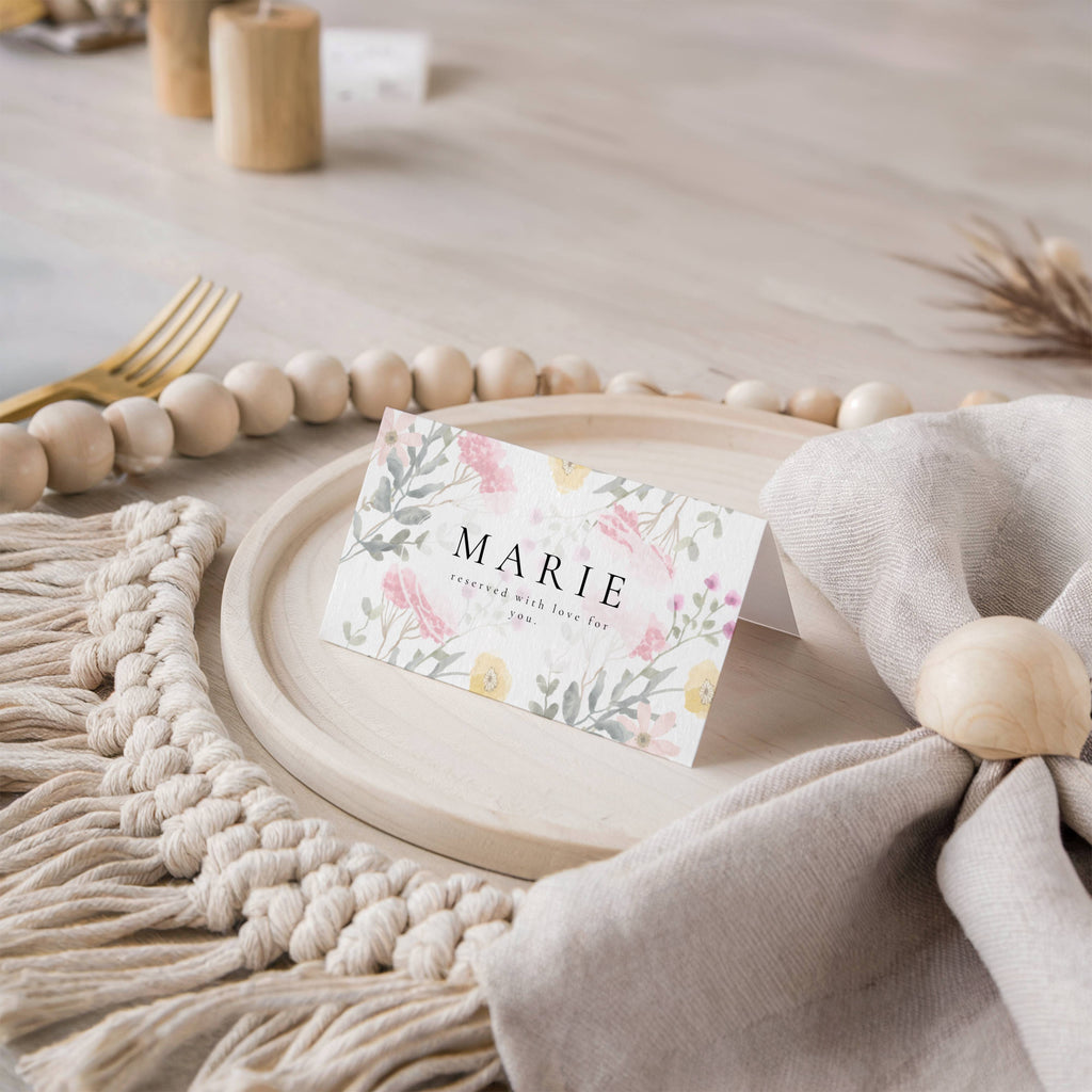 Aurora Vale Wedding Place Cards Template