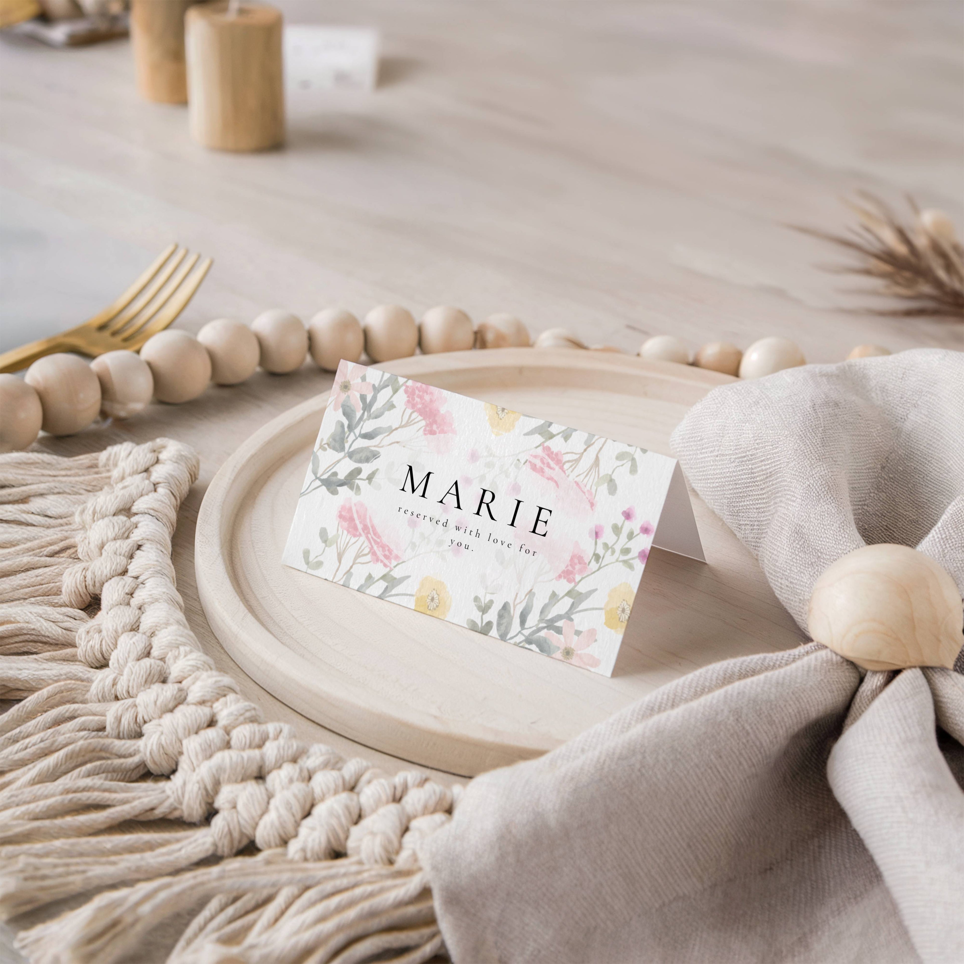 Aurora Vale Wedding Place Cards Template