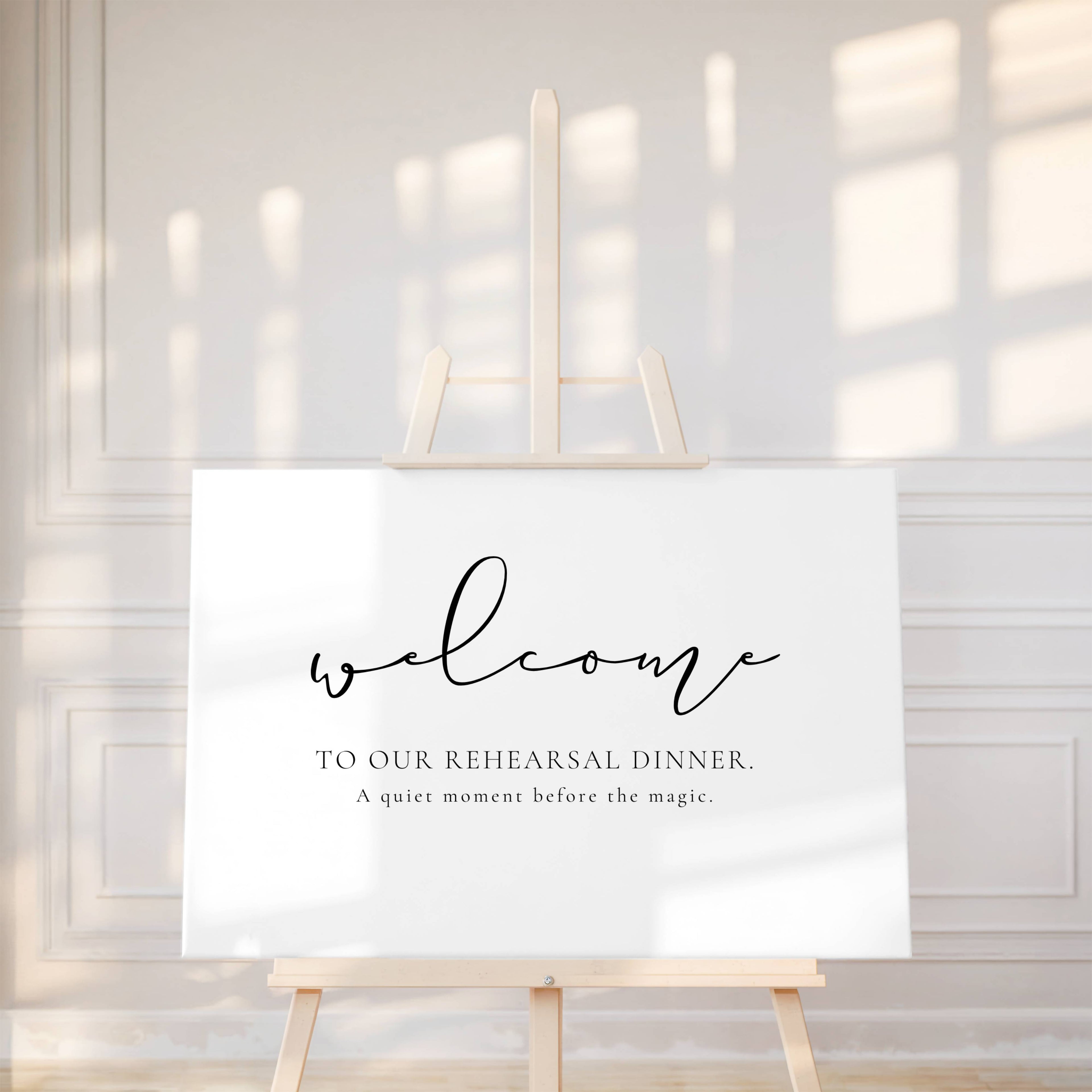 Alba Serenity Wedding Rehearsal Dinner Sign Template