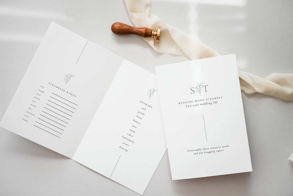 Oliva Essence Wedding Game Card Template: Wedding Word Scramble