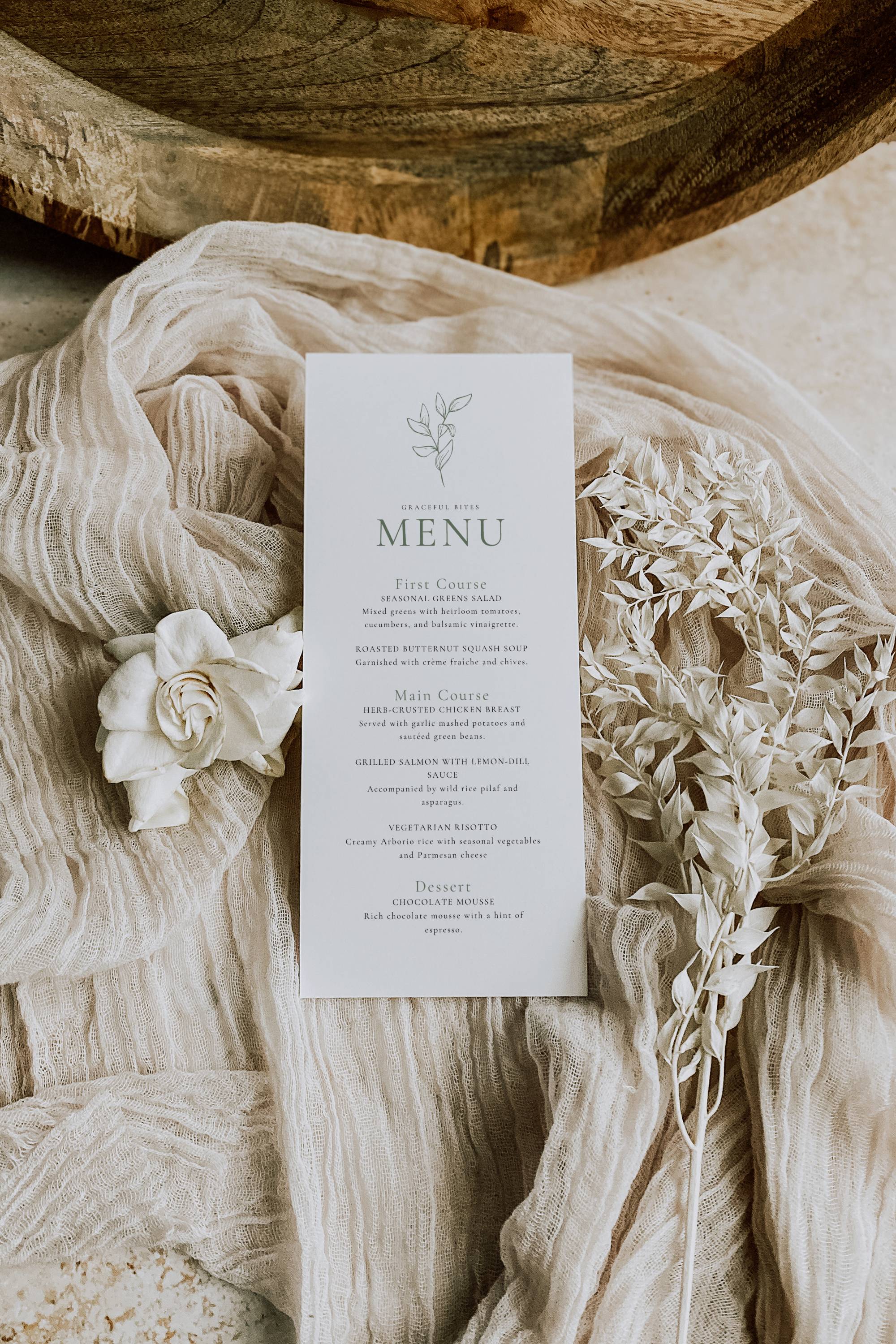 Oliva Essence Wedding Menu Template